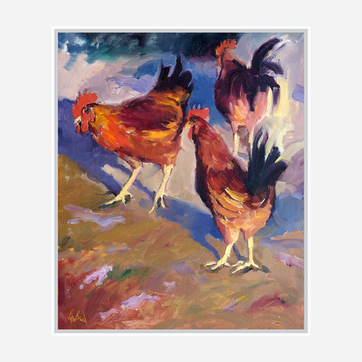 Roosters Artist Enhanced Canvas Print by John Beard Collection - product image 6 for Resin Society