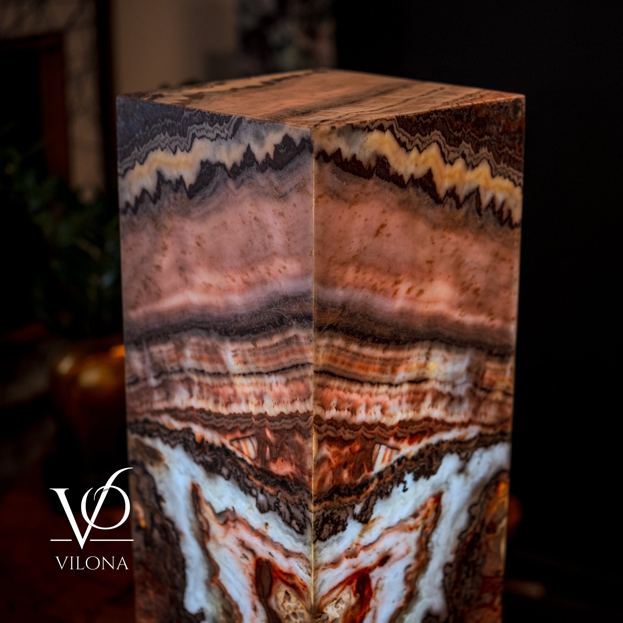 Rosa Onyx Floor Lamp - Small - 35.5"H x 12"W - Square - #5 by Vilona Onyx - product image 7 for Resin Society