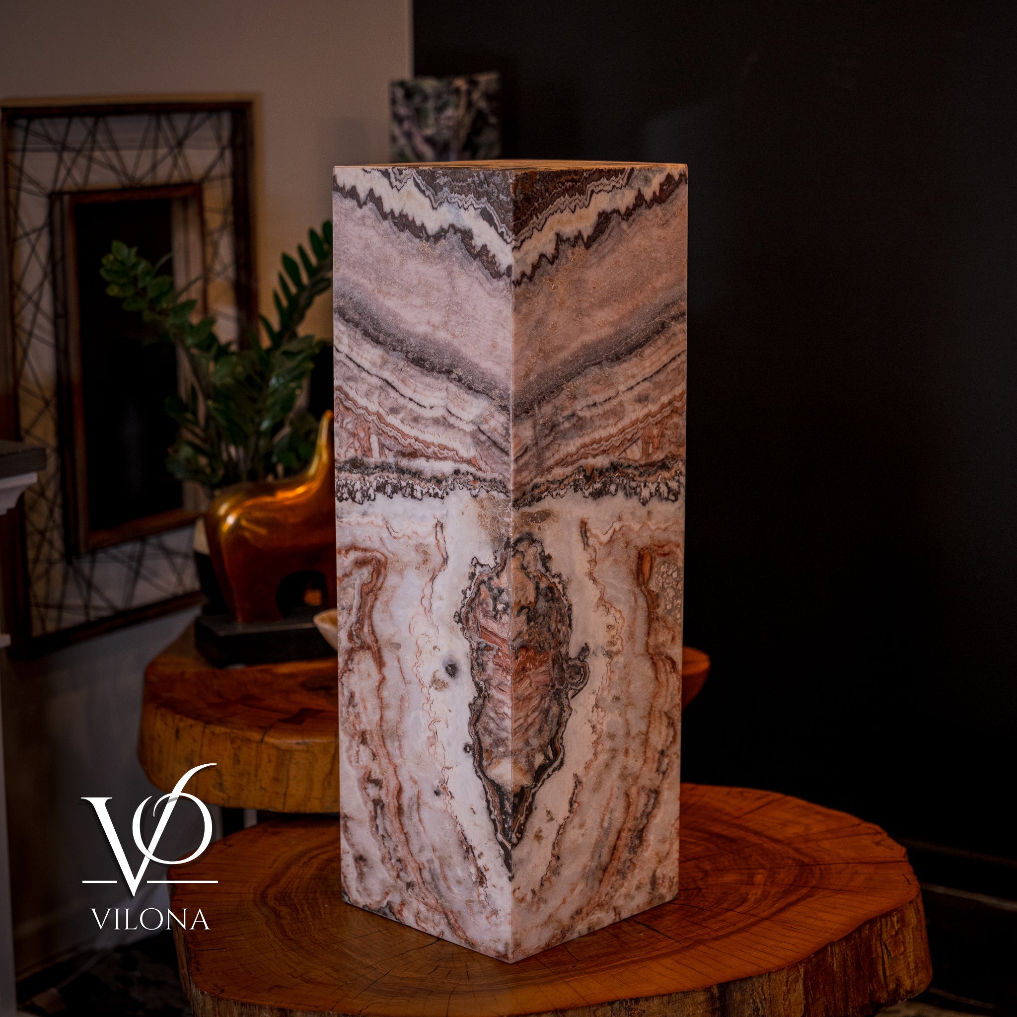 Rosa Onyx Floor Lamp - Small - 35.5"H x 12"W - Square - #5 by Vilona Onyx - product image 9 for Resin Society