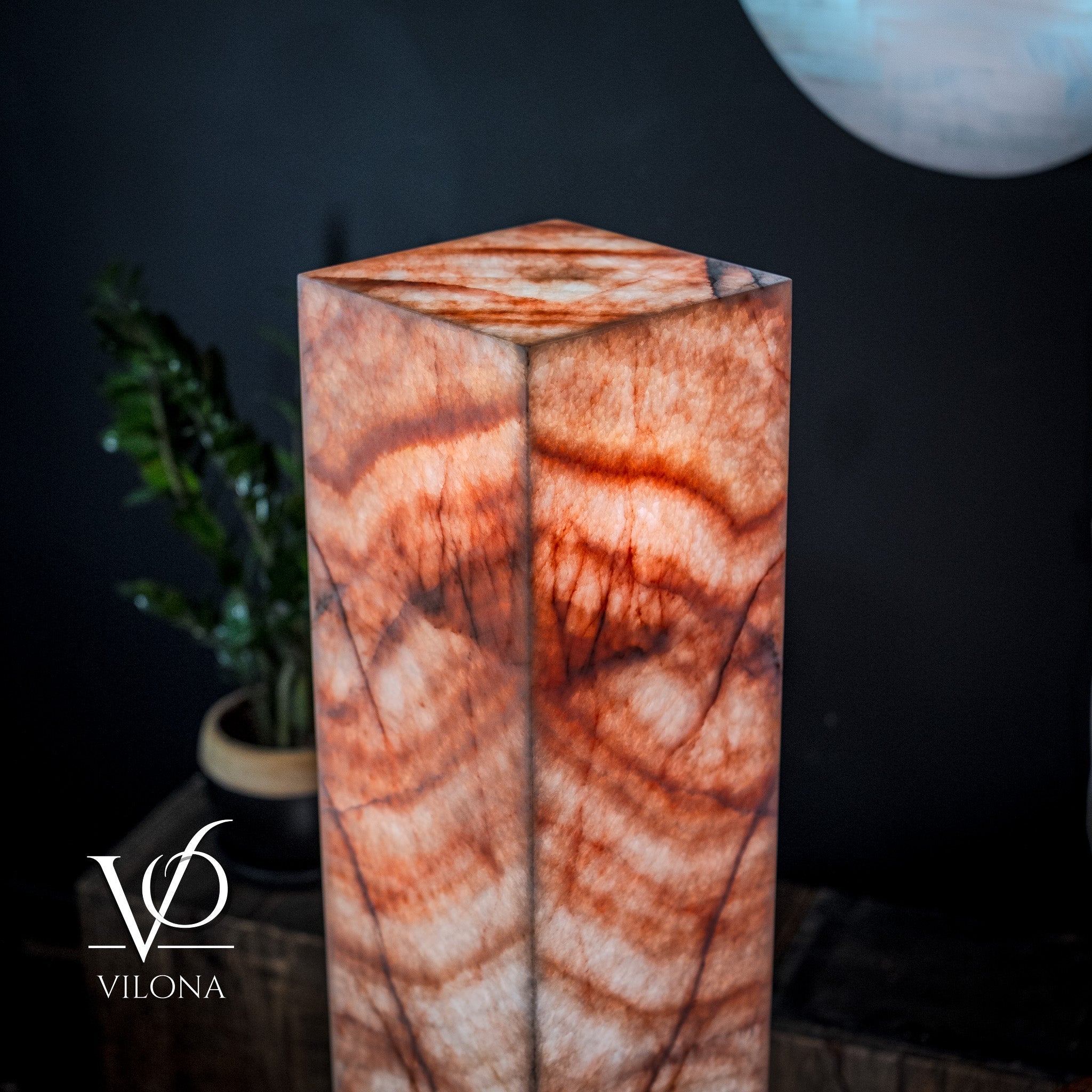 Rosa Onyx Floor Lamp - Medium - 51.5"H x 10"W - Square - #6 by Vilona Onyx - main product image for Resin Society