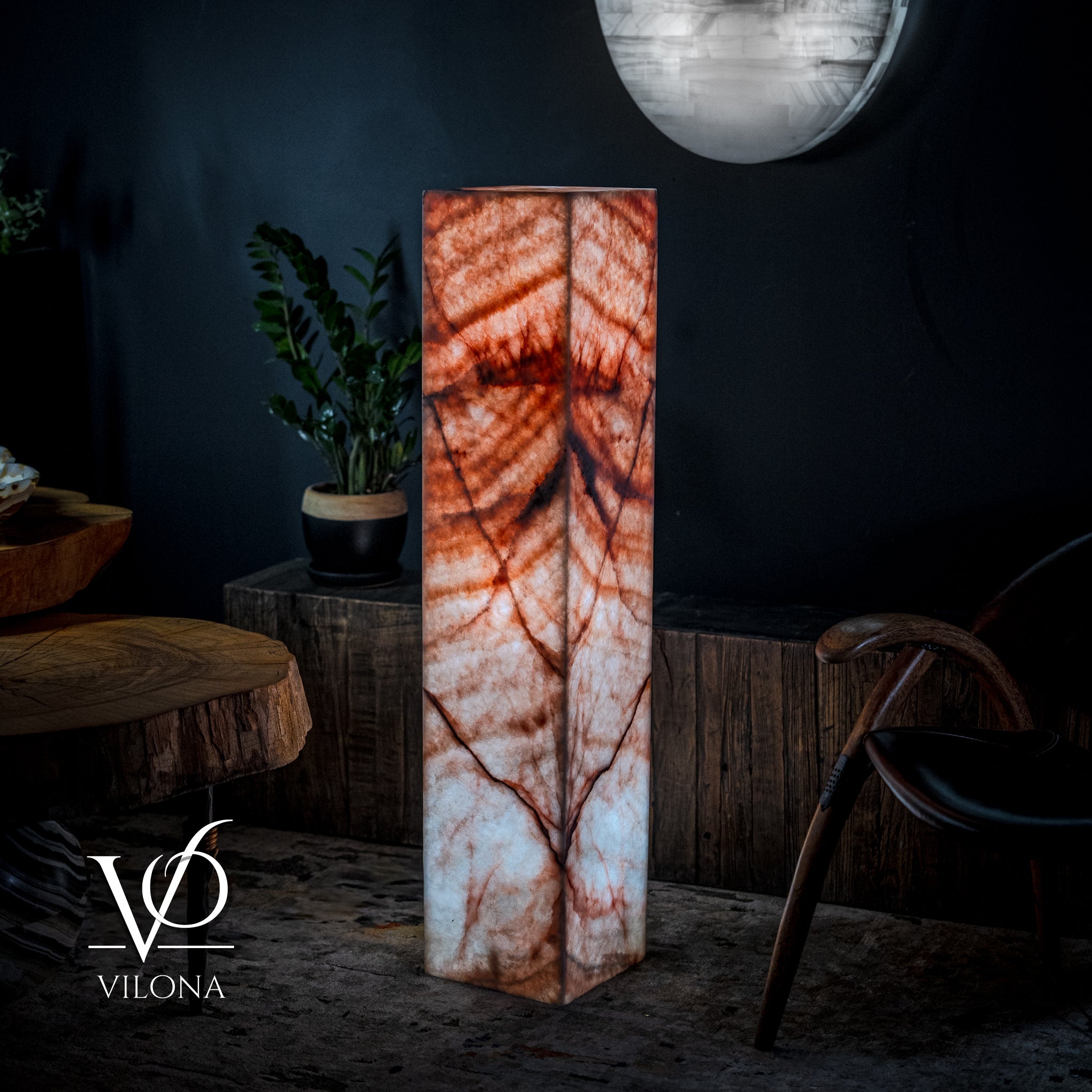 Rosa Onyx Floor Lamp - Medium - 47.5"H x 10"W - Square - #7 by Vilona Onyx - product image 5 for Resin Society