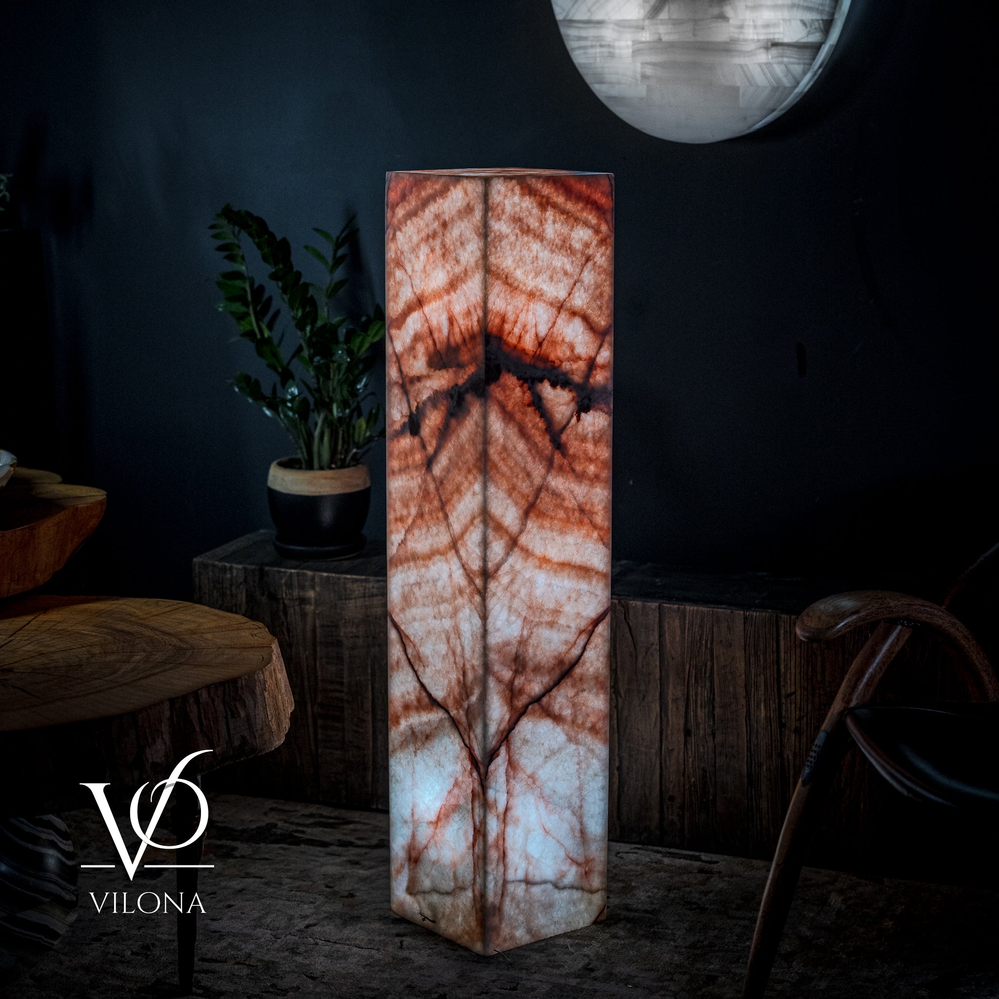 Rosa Onyx Floor Lamp - Medium - 47.5"H x 10"W - Square - #7 by Vilona Onyx - product image 4 for Resin Society