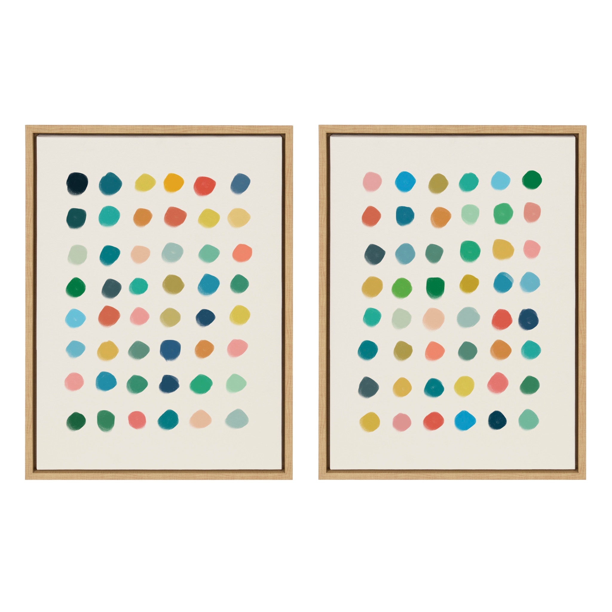 Sylvie Meditation 1 and 2 framed canvas art set by Kelly Knaga displayed on a wall