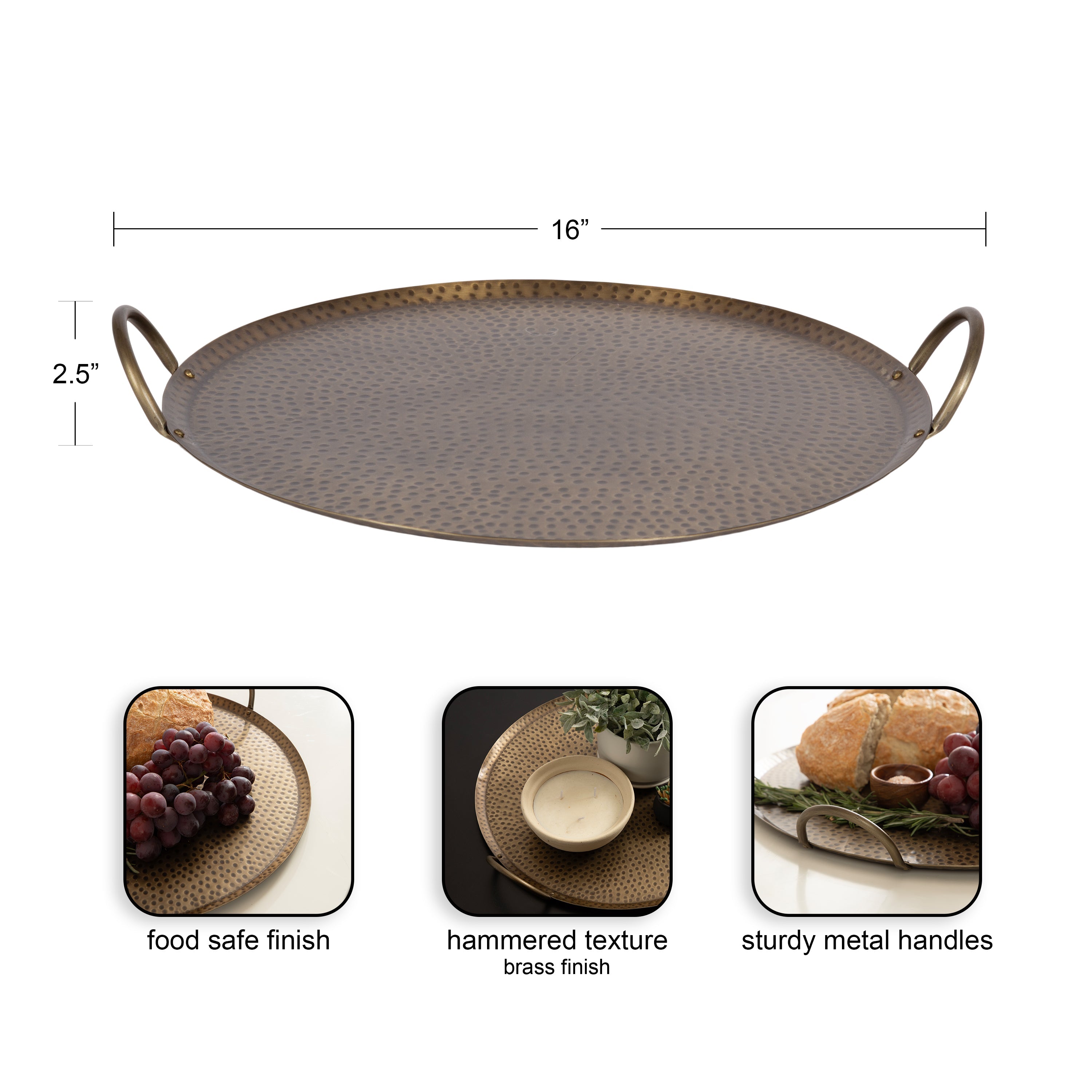 Sanzo Hammered Round Metal Tray