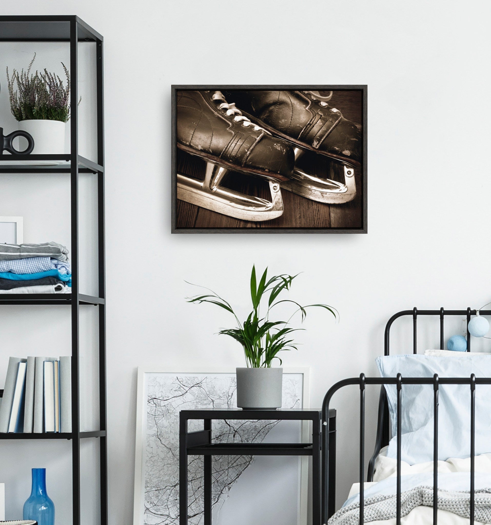 Sylvie Leather Hockey Skates Framed Canvas by kateandlaurel - product image 7 for Resin Society