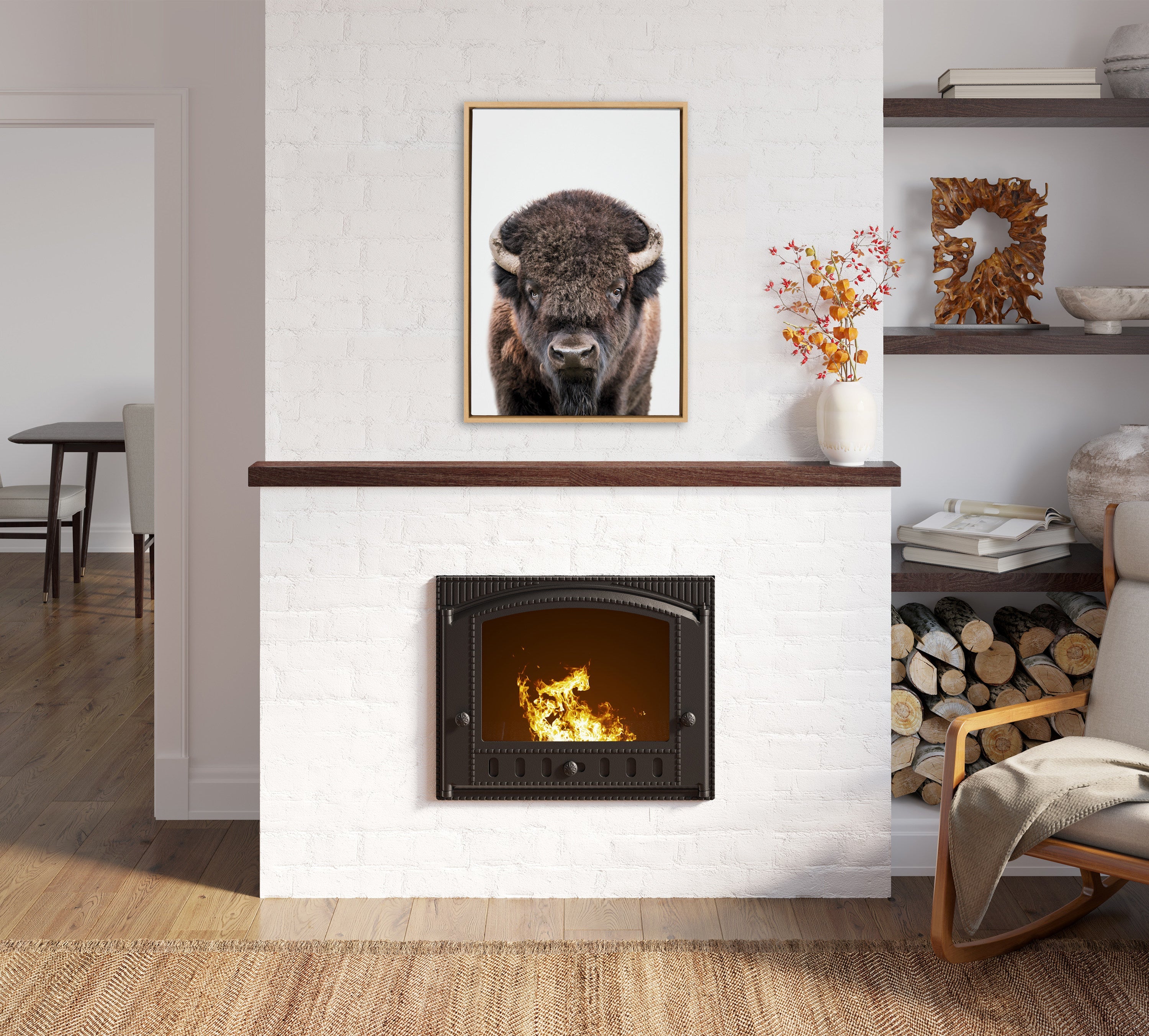 Sylvie Bison Portrait Framed Canvas by Amy Peterson Art Studio