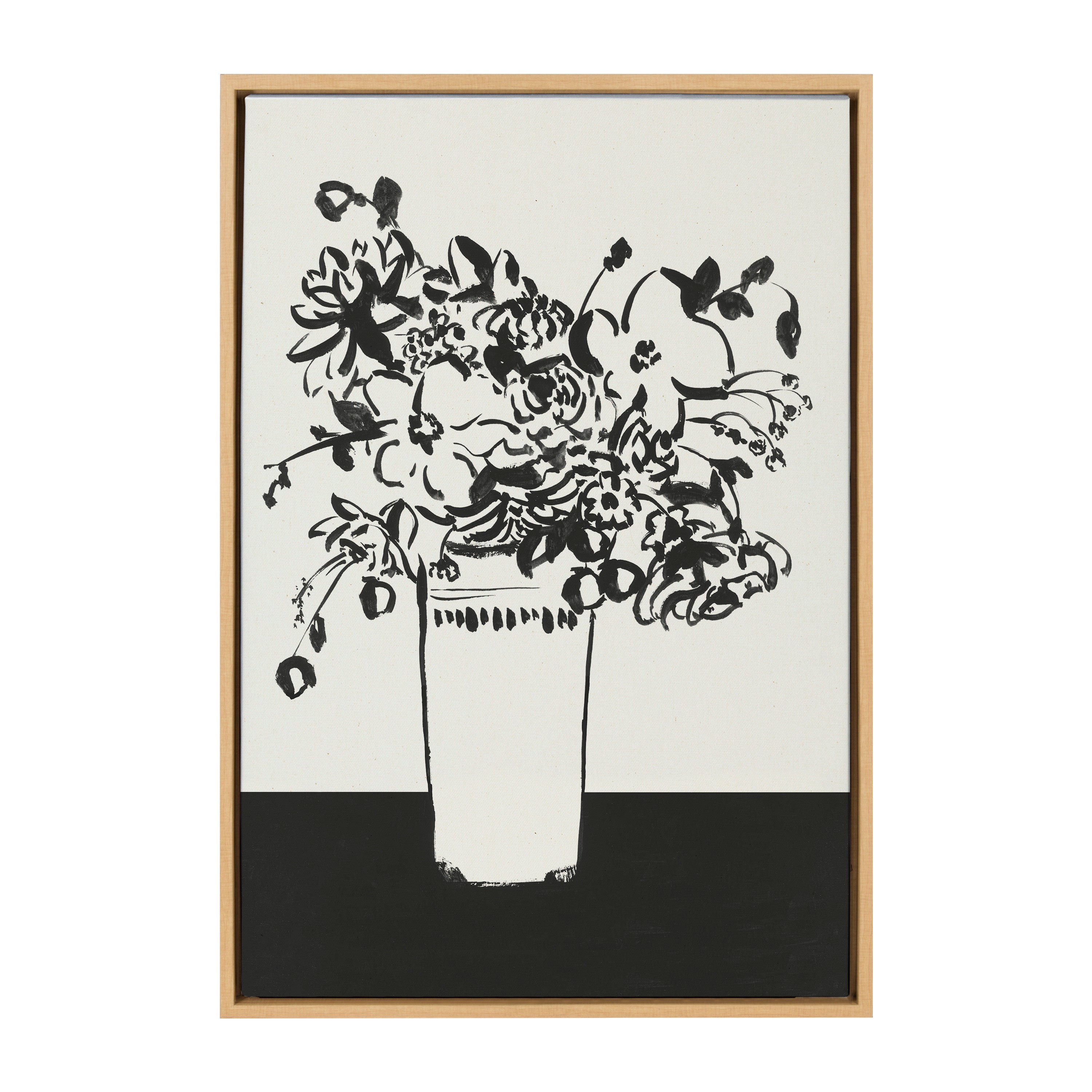 Sylvie 1043 Black and White Vase Framed Canvas by Teju Reval of by kateandlaurel - product image 7 for Resin Society