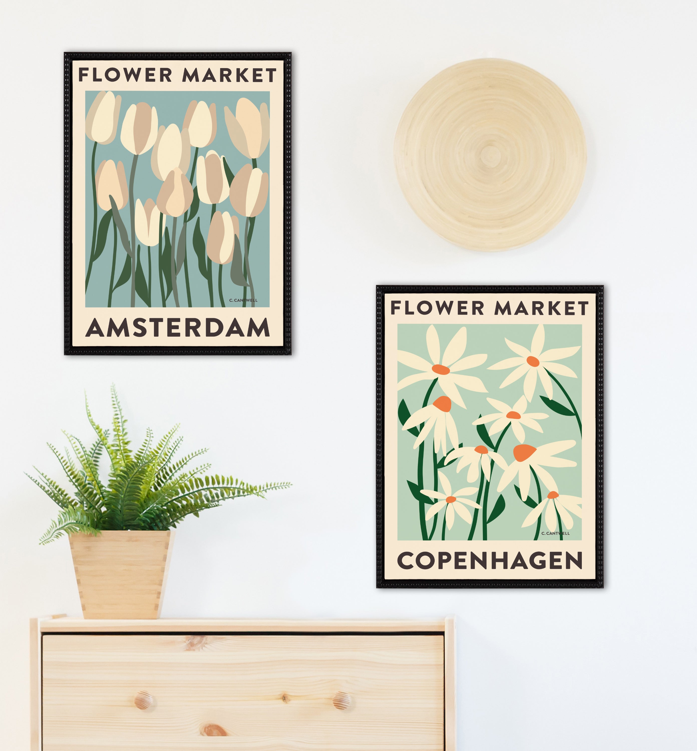 Sylvie Flower Market 3 and 4 Framed Canvas Art Set by Carrie Cantwell