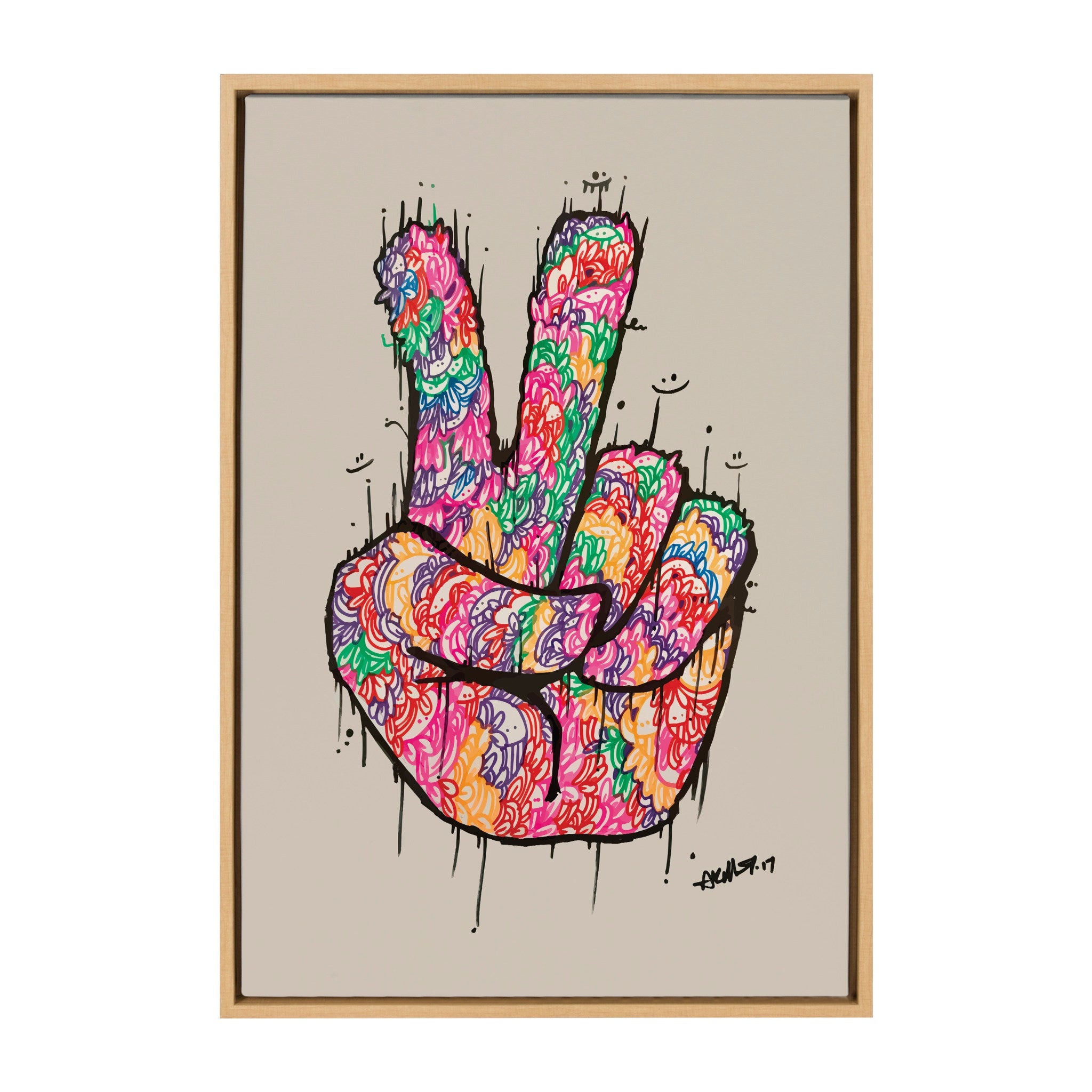 Sylvie Peace Sign Framed Canvas by kateandlaurel - product image 2 for Resin Society