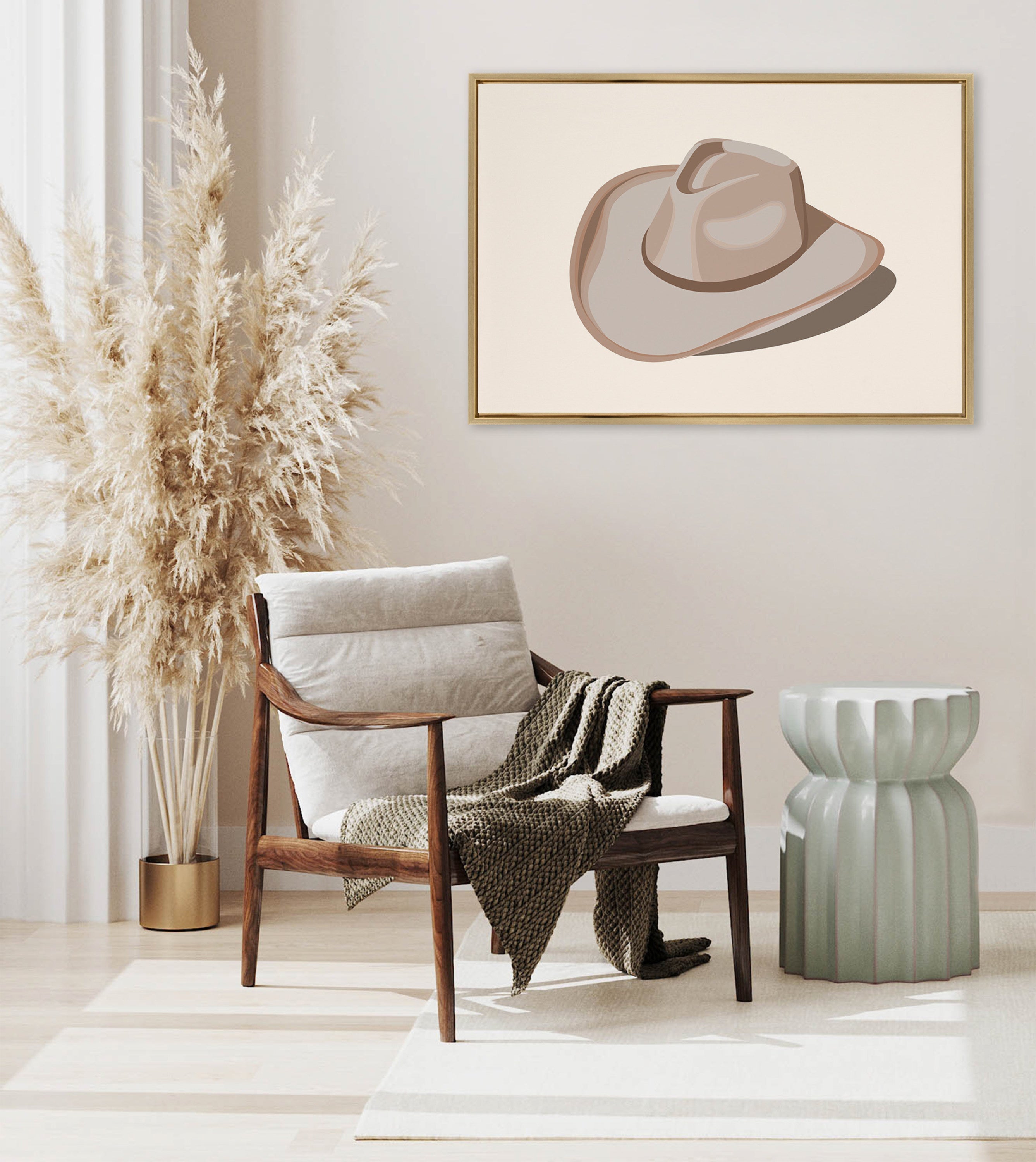 Sylvie Cowgirl Hat Landscape Framed Canvas by Honey Island Studio