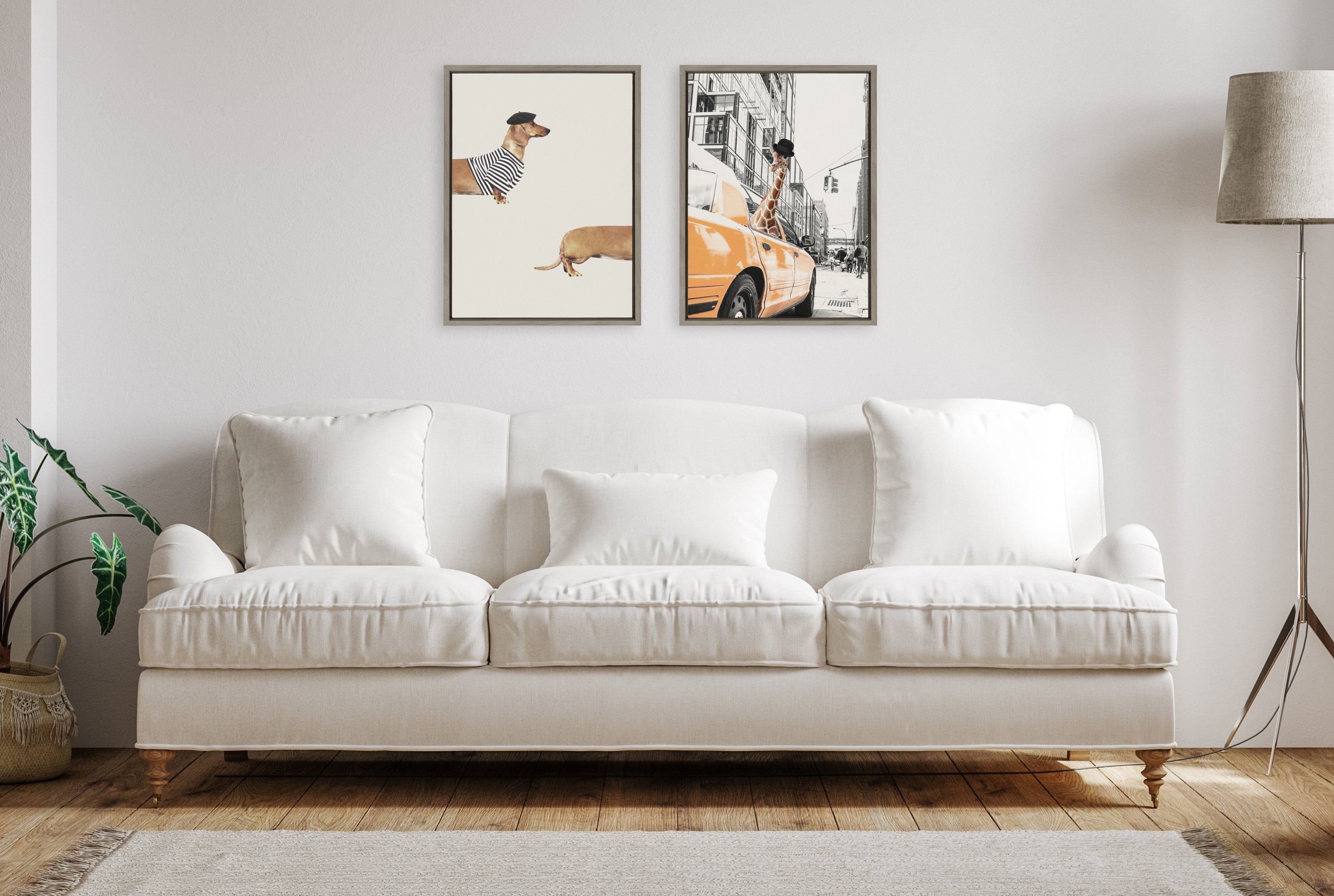Sylvie Long Dog Framed Canvas by July Art Prints