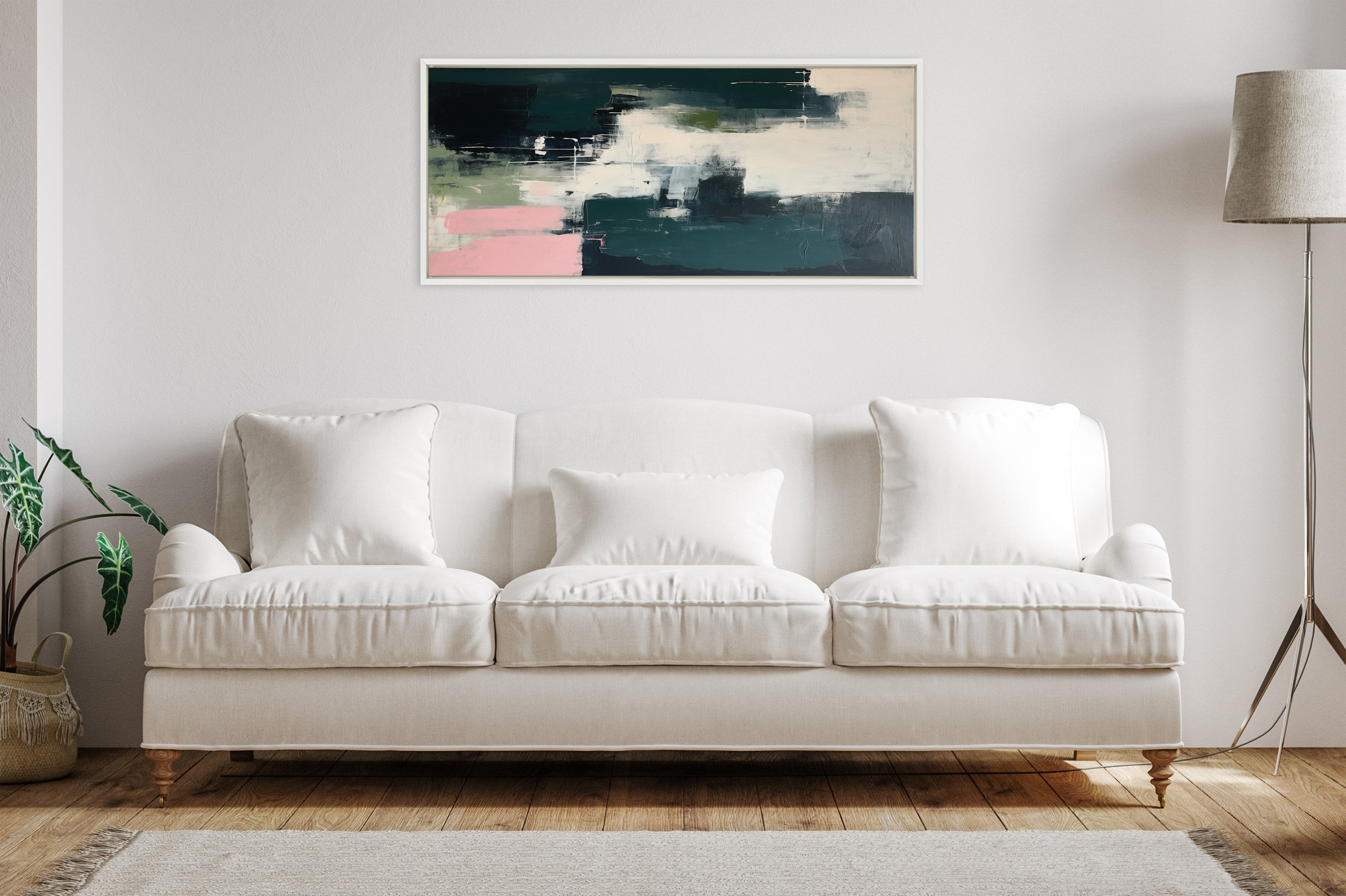 Sylvie Emerald Blush Framed Canvas by Amy Lighthall