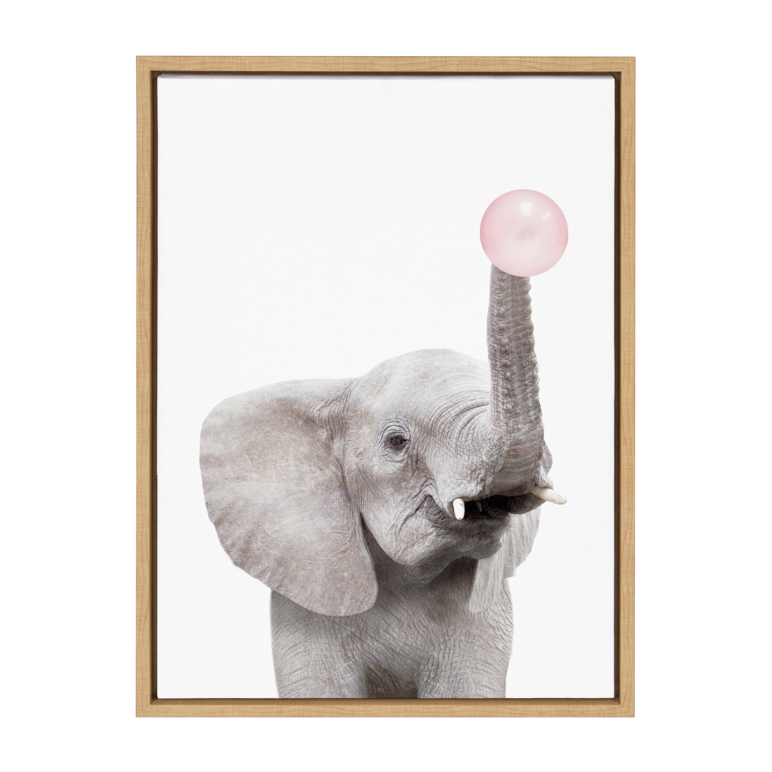 Sylvie Bubble Gum Elephant Framed Canvas by Amy Peterson Art Studio by kateandlaurel - product image 2 for Resin Society