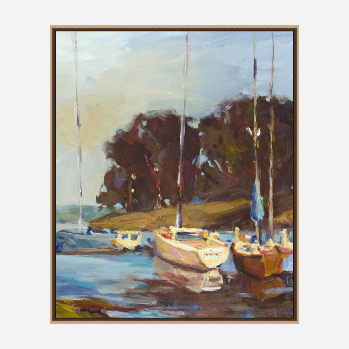 Sailboats in Cove Artist Enhanced Canvas Print by John Beard Collection - product image 8 for Resin Society