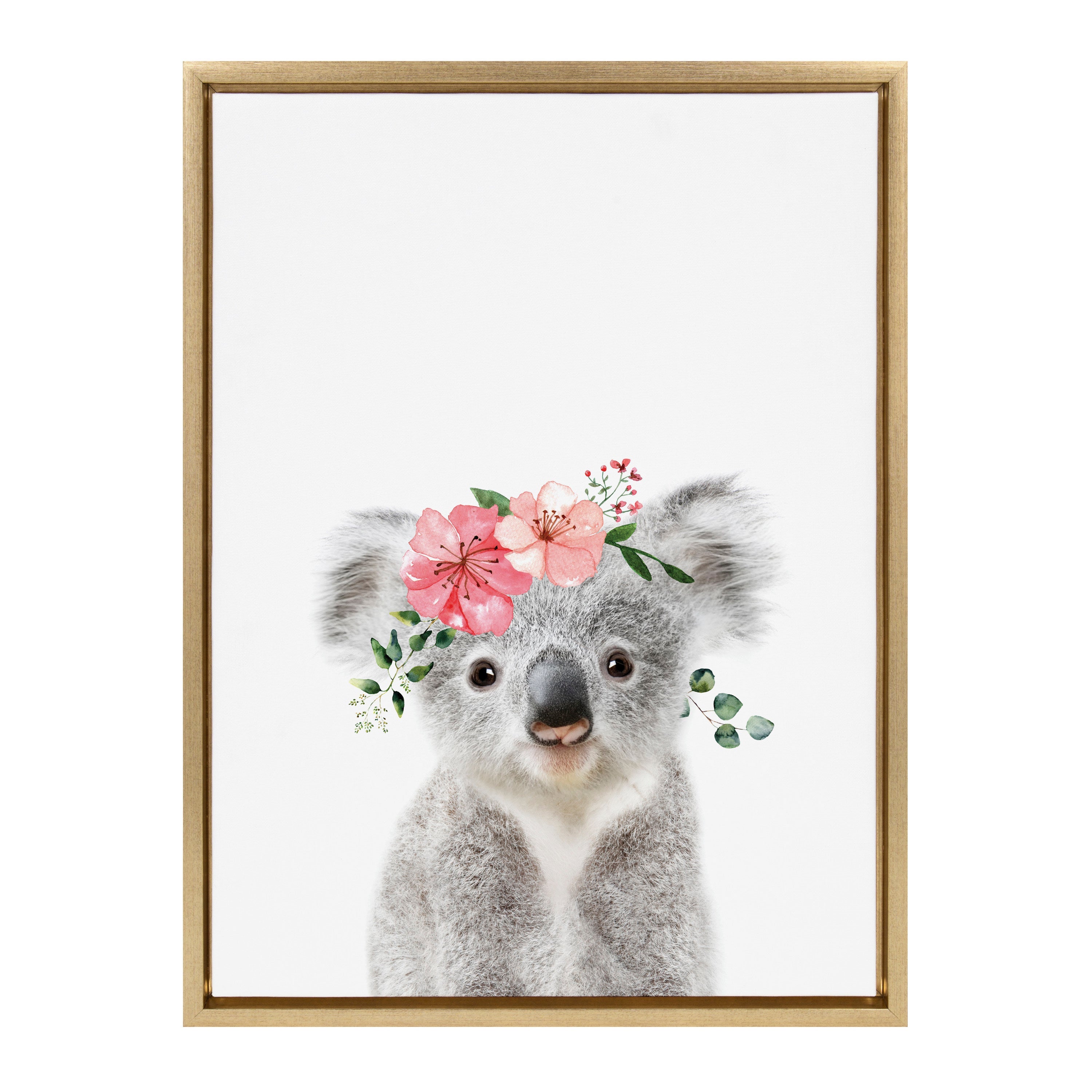 Sylvie Flower Crown Koala Framed Canvas by Amy Peterson Art Studio