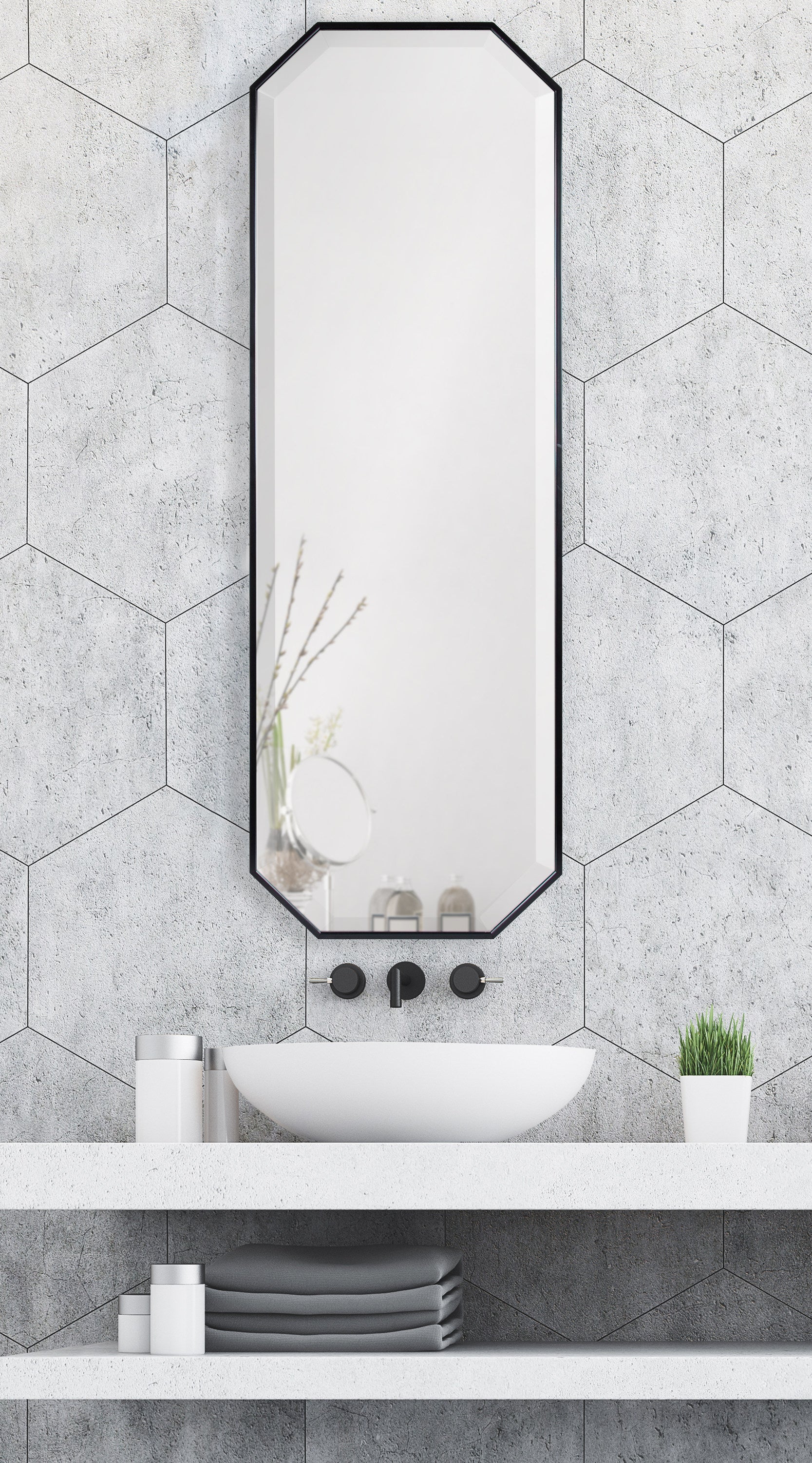 Rhodes Octagon Framed Wall Mirror by kateandlaurel - product image 13 for Resin Society