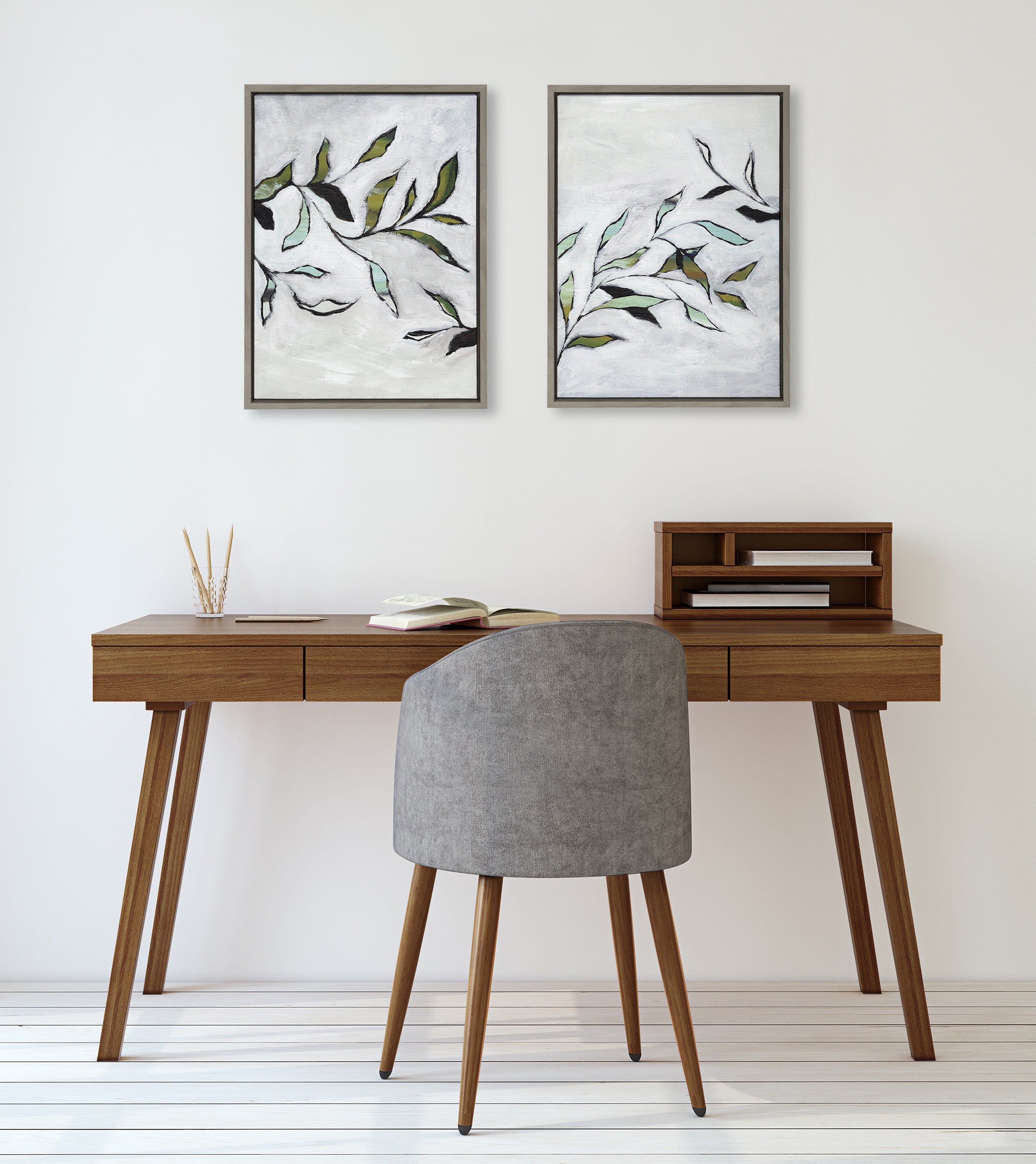 Sylvie Branch I and II Framed Canvas Art Set by Nikita Jariwala