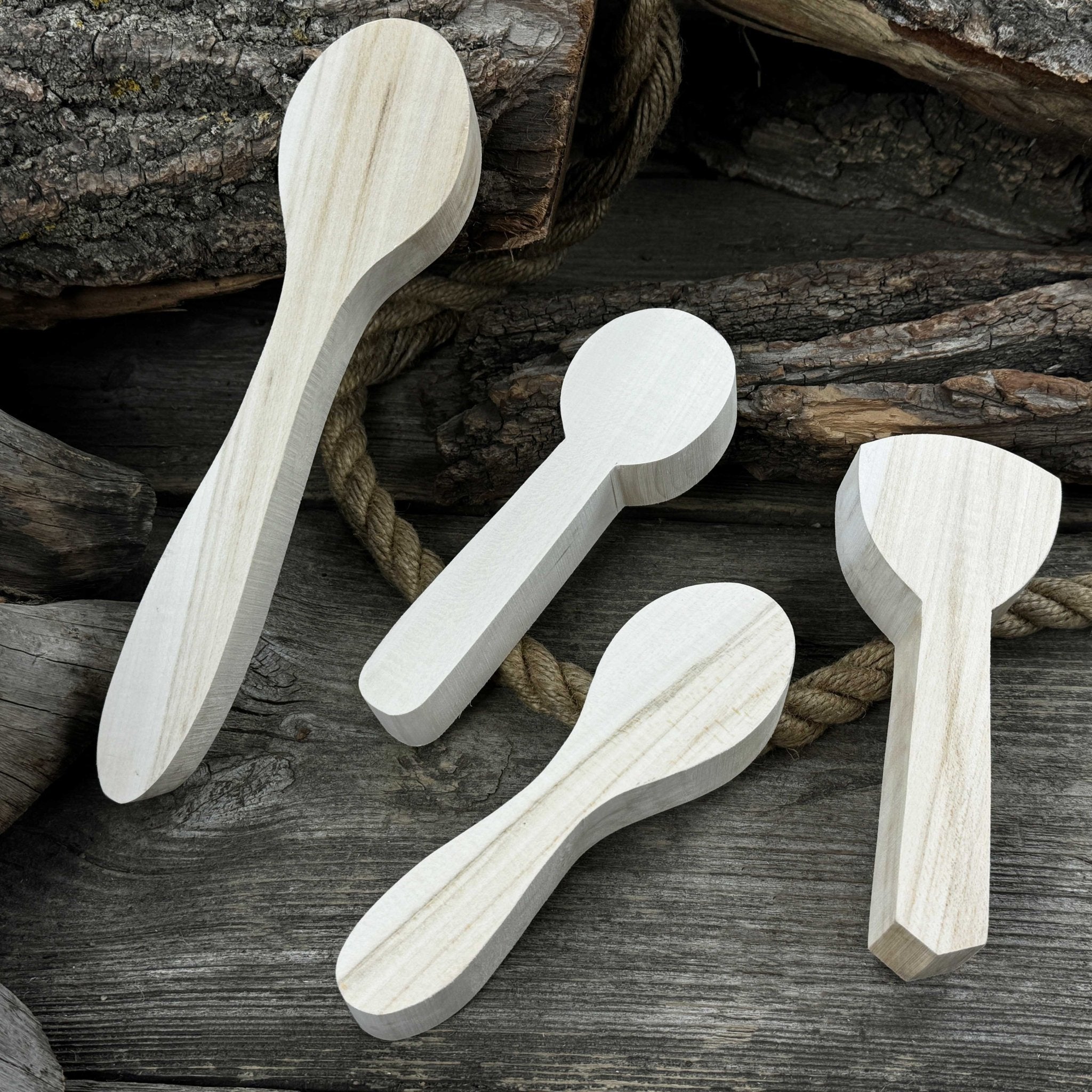 Set of 12 pre-shaped linden wood spoon carving blanks in four different profiles