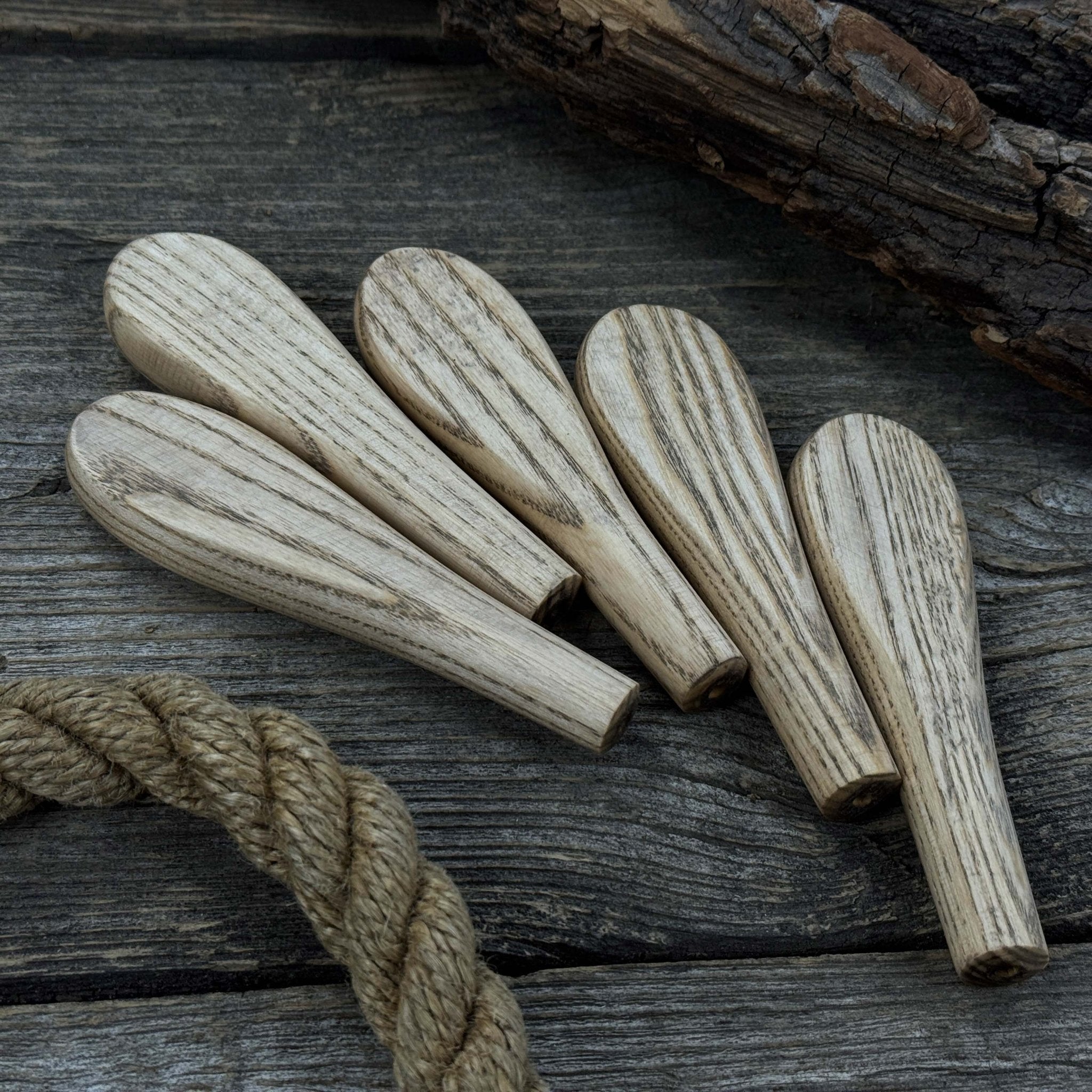 Set of 5 universal ash wood handles for carving knives and small tools