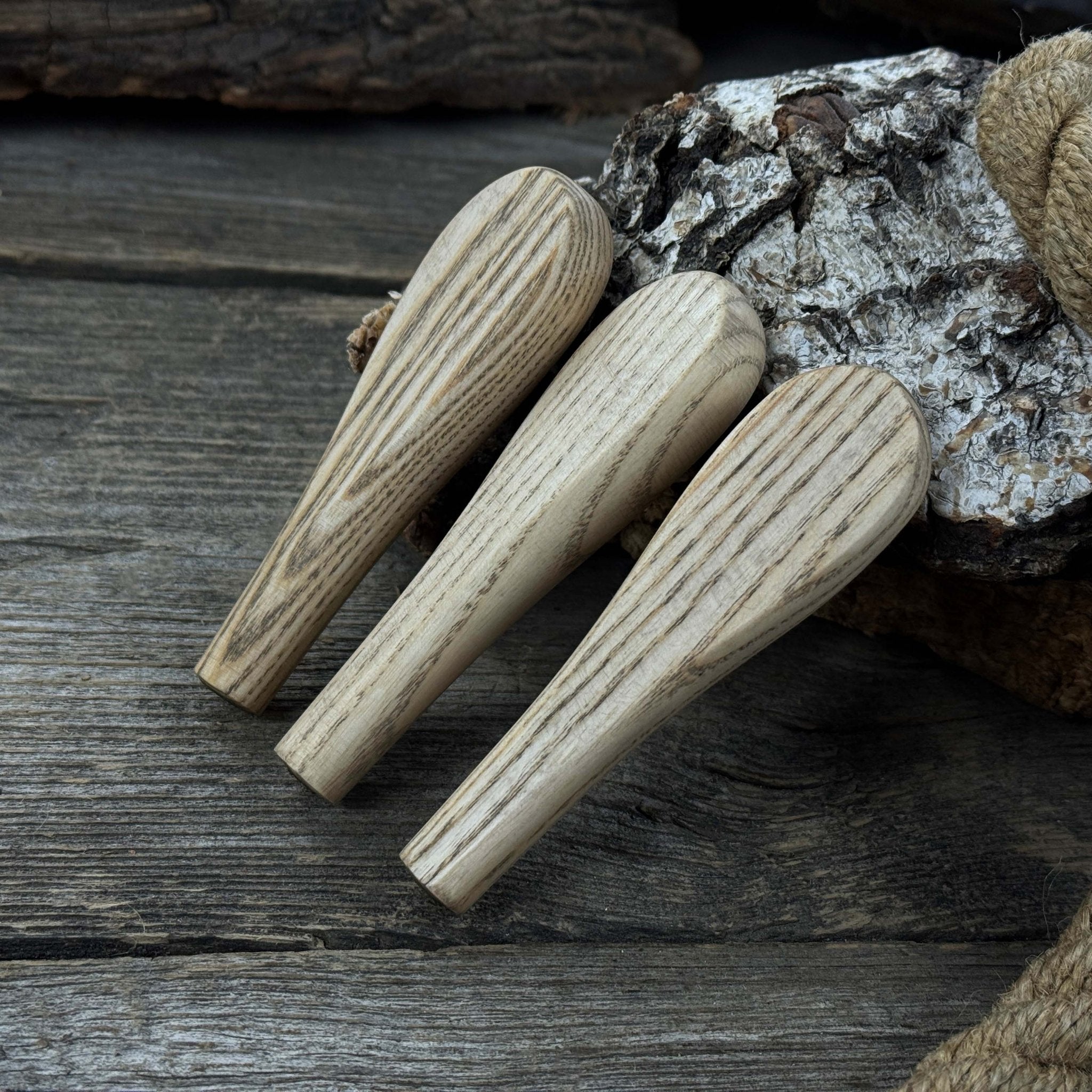 Set of 5 universal ash wood handles for carving knives and small tools
