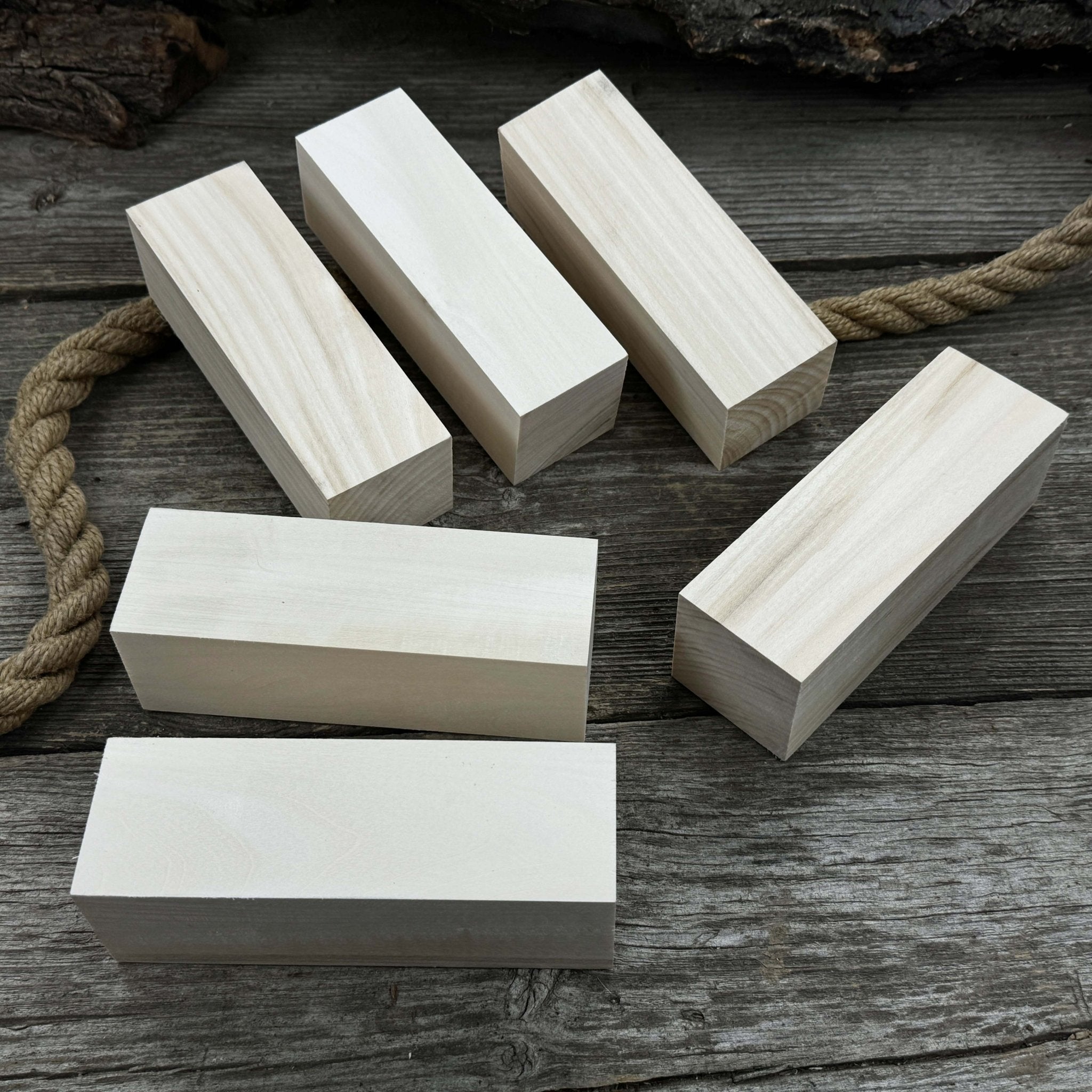 Set of 6 large linden wood carving blanks by Sharky Forged Steel Tools