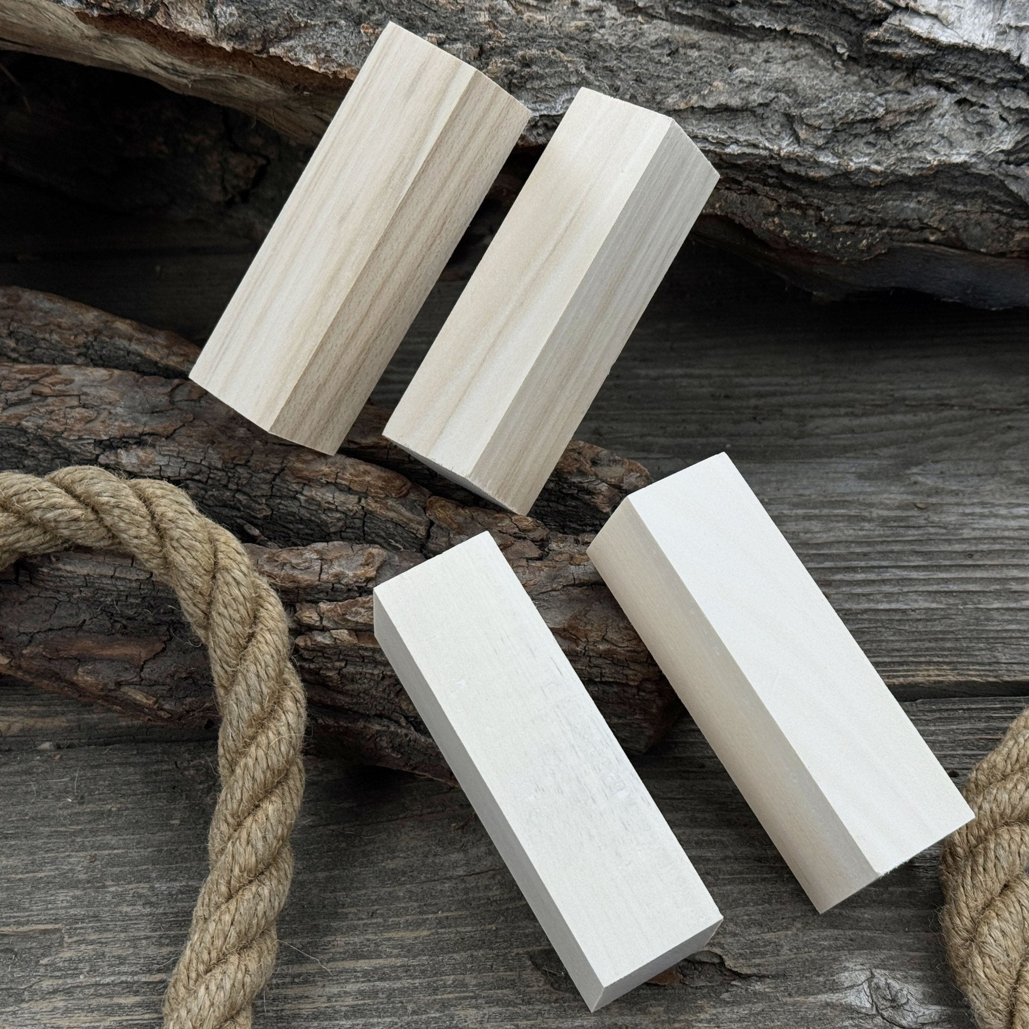 Set of 6 medium rectangular linden wood carving blanks by Sharky Forged Steel Tools
