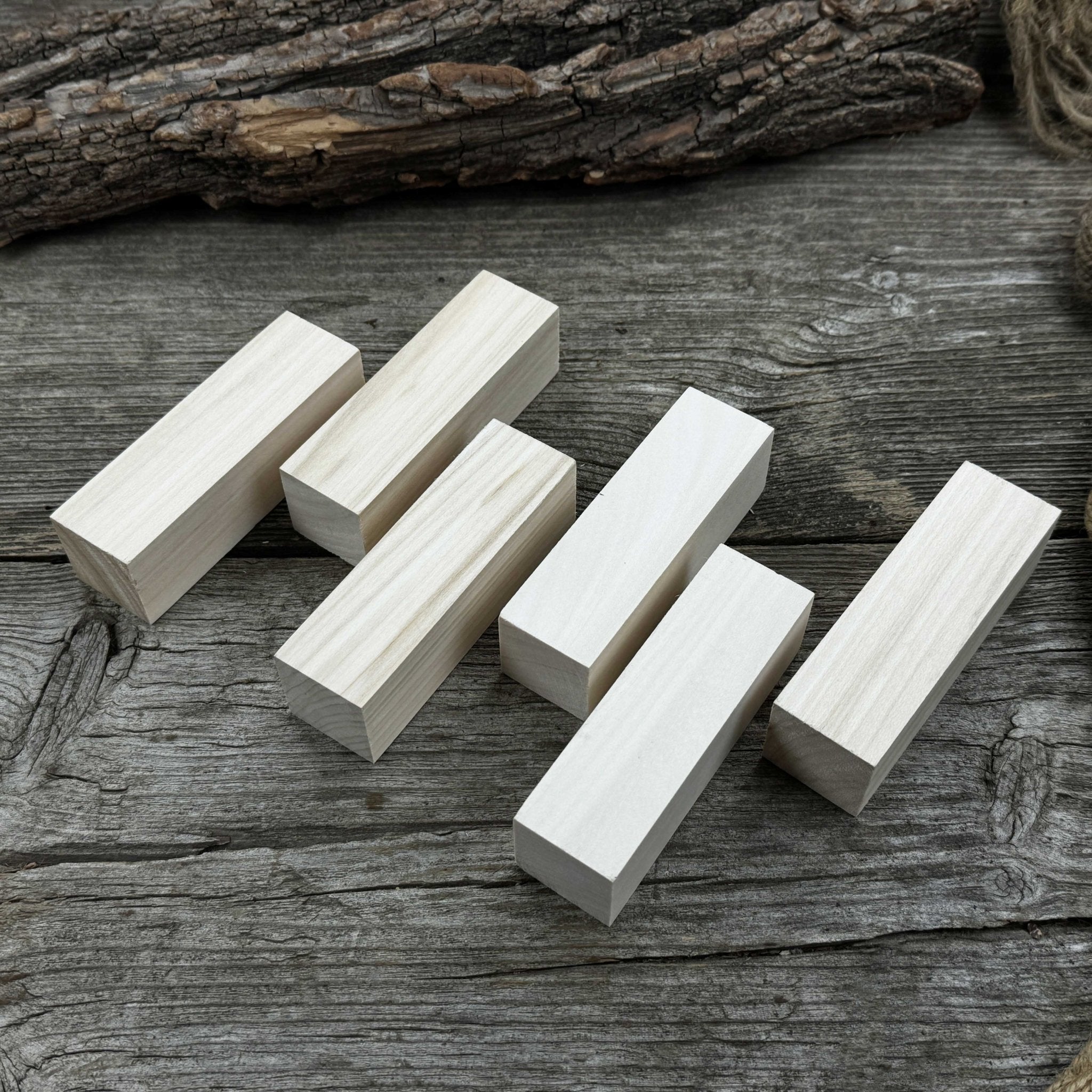 Set of 6 medium rectangular linden wood carving blanks by Sharky Forged Steel Tools