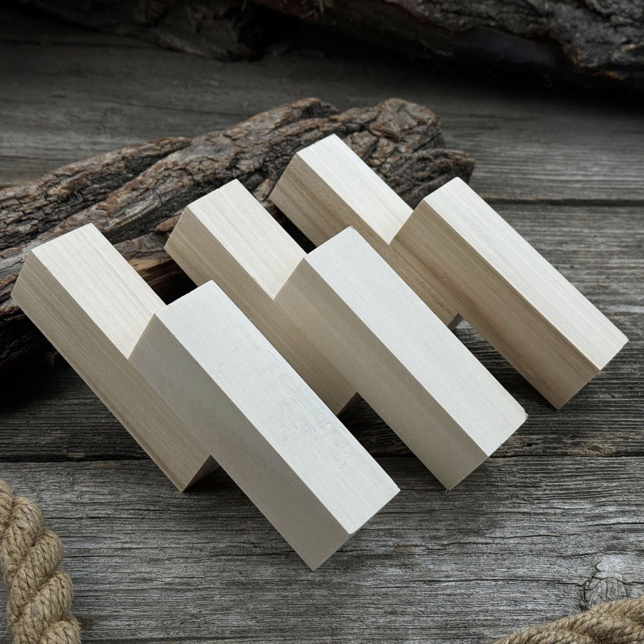 Set of 6 medium rectangular linden wood carving blanks by Sharky Forged Steel Tools