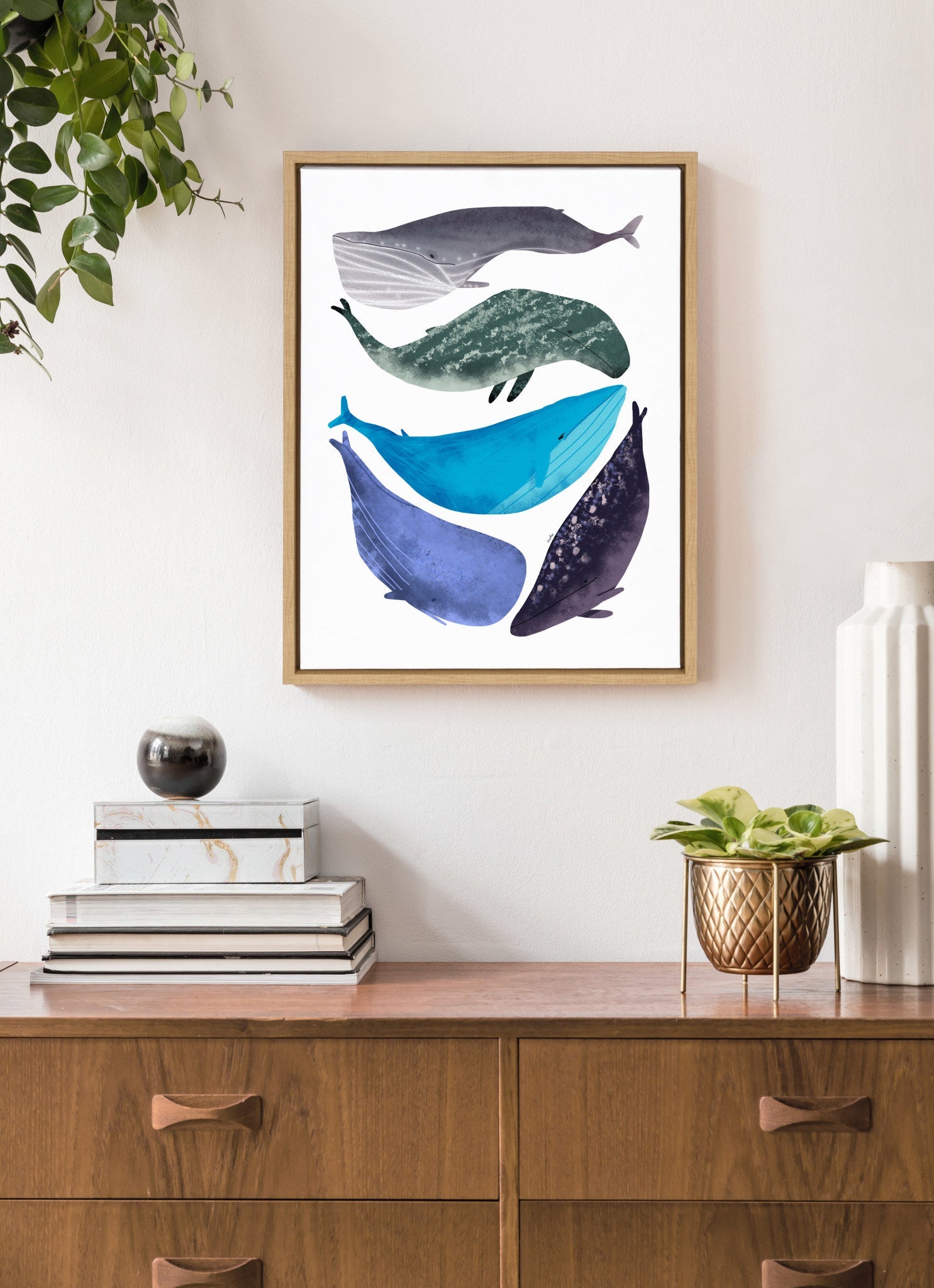 Sylvie Whales Framed Canvas by Lida Larina by kateandlaurel - product image 13 for Resin Society