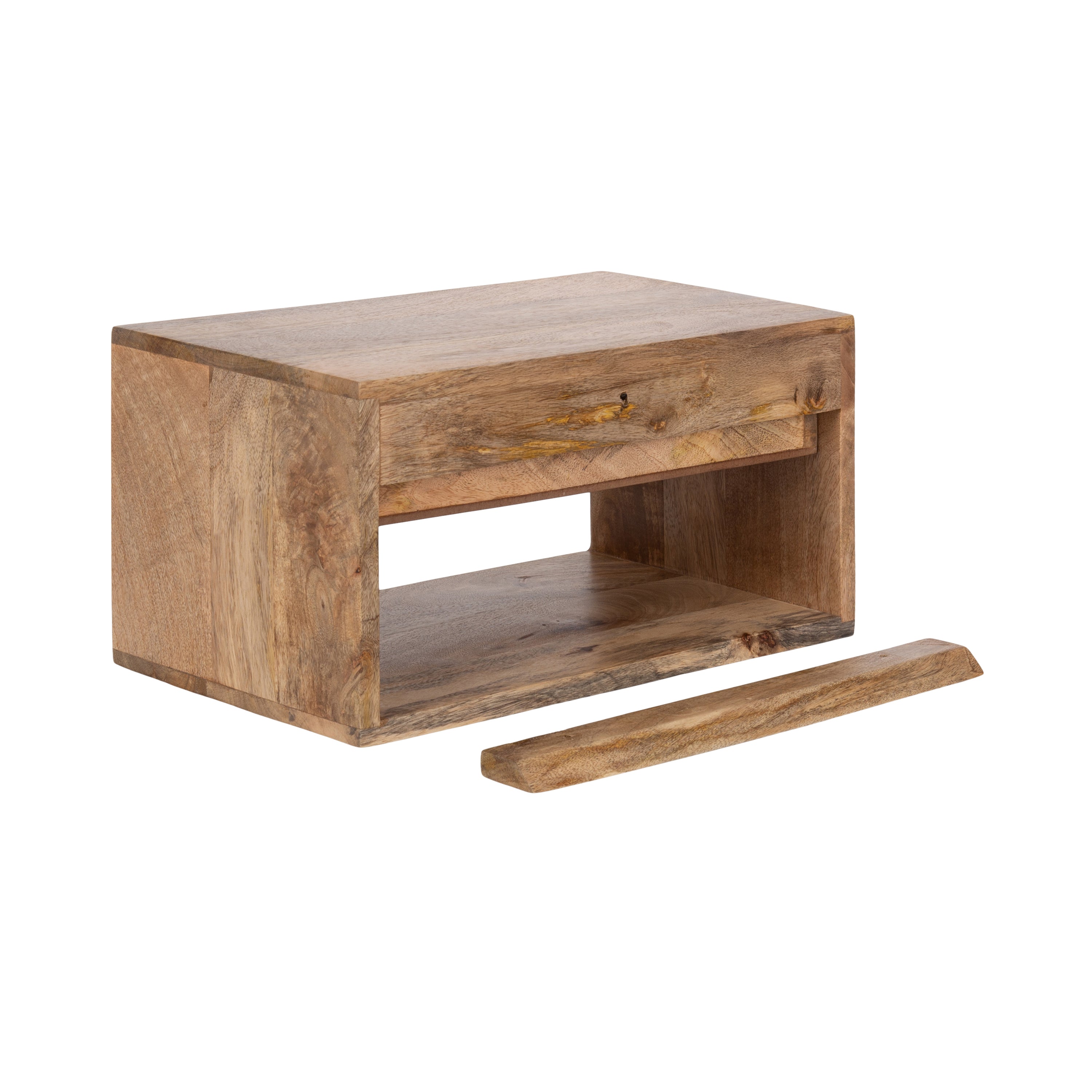 Reid Floating Wood Side Table with Open Storage