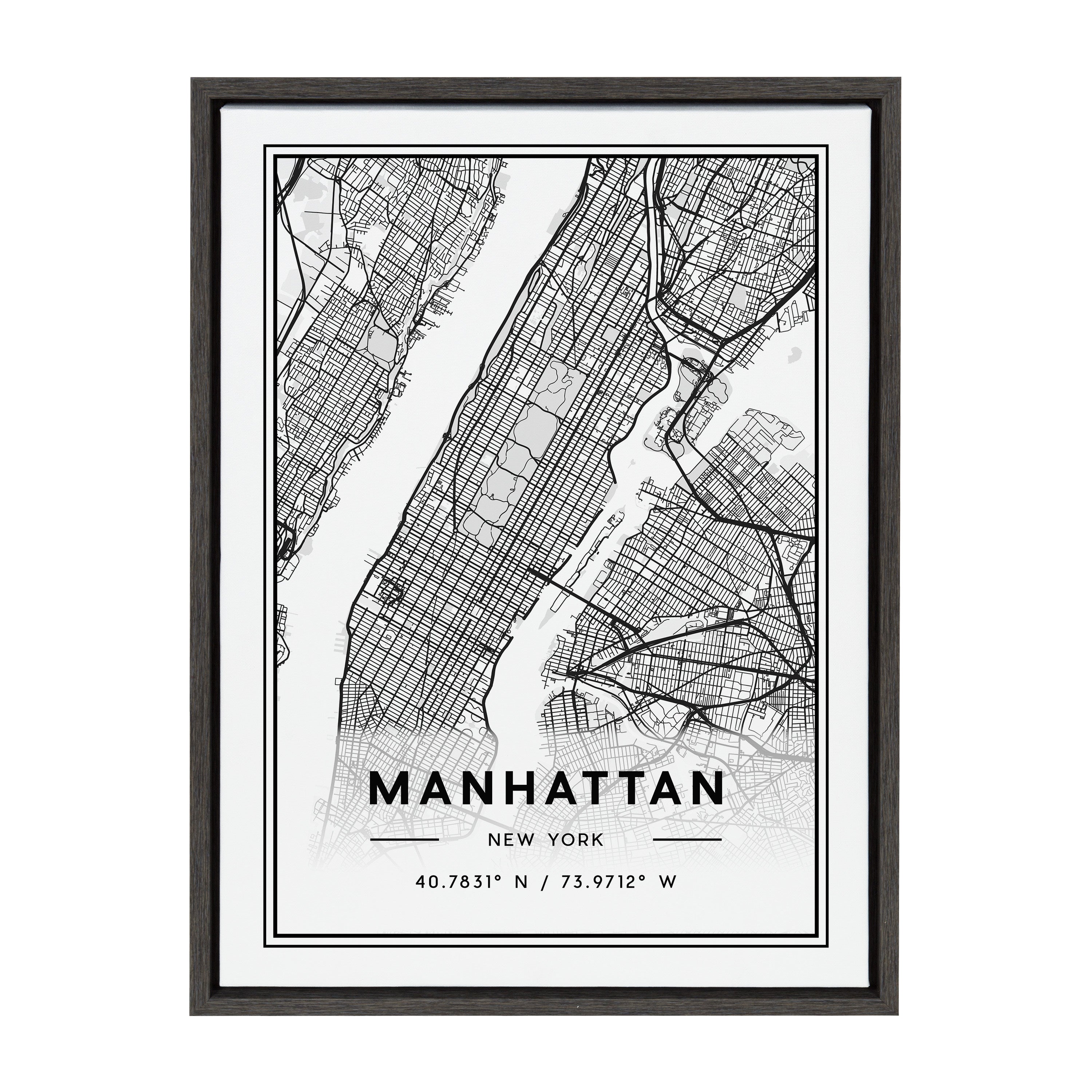 Sylvie Manhattan Modern Map Framed Canvas by kateandlaurel - product image 8 for Resin Society