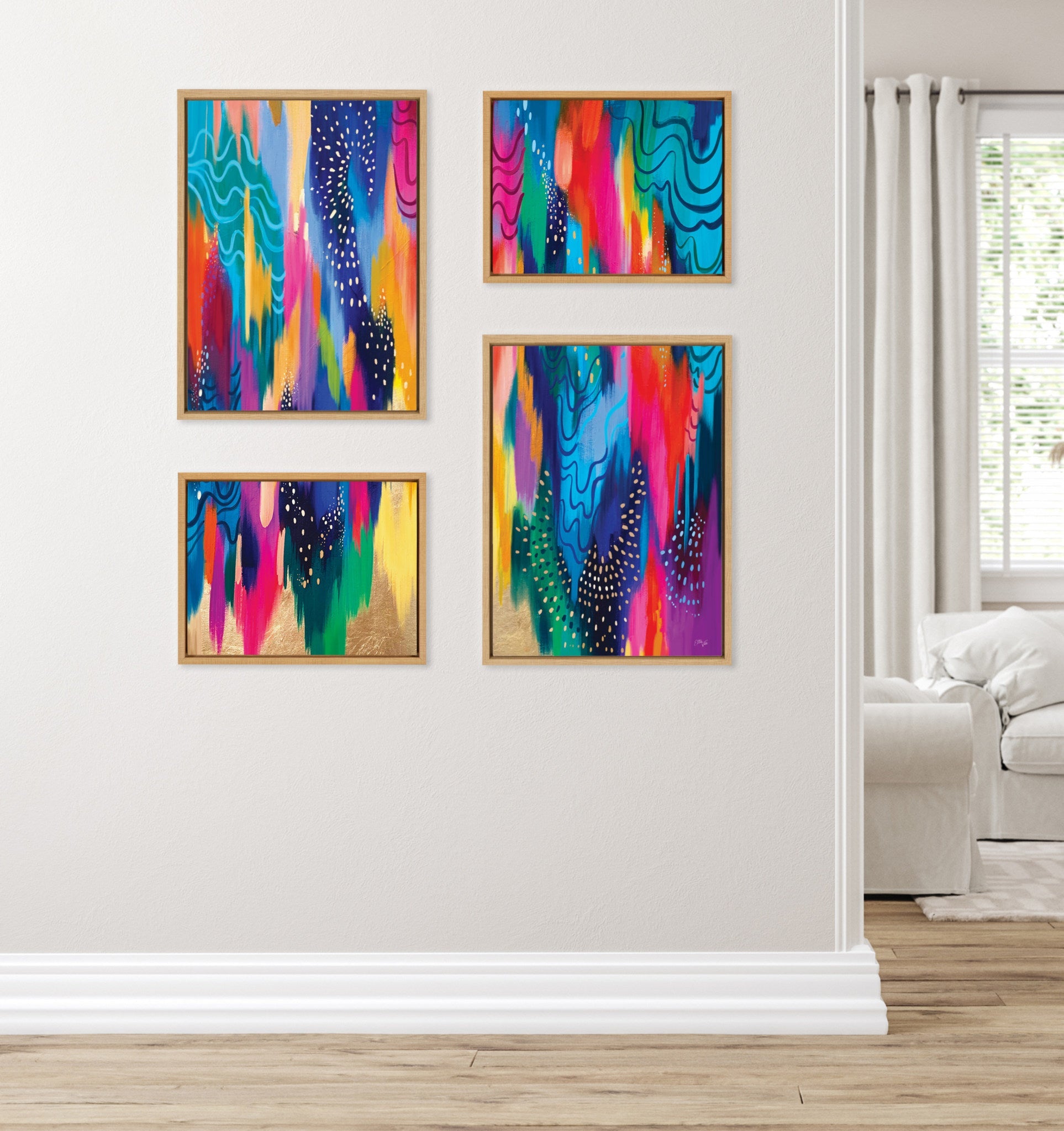 Sylvie EV Brushstroke 128 Framed Canvas Art Set by Jessi Raulet of Ettavee
