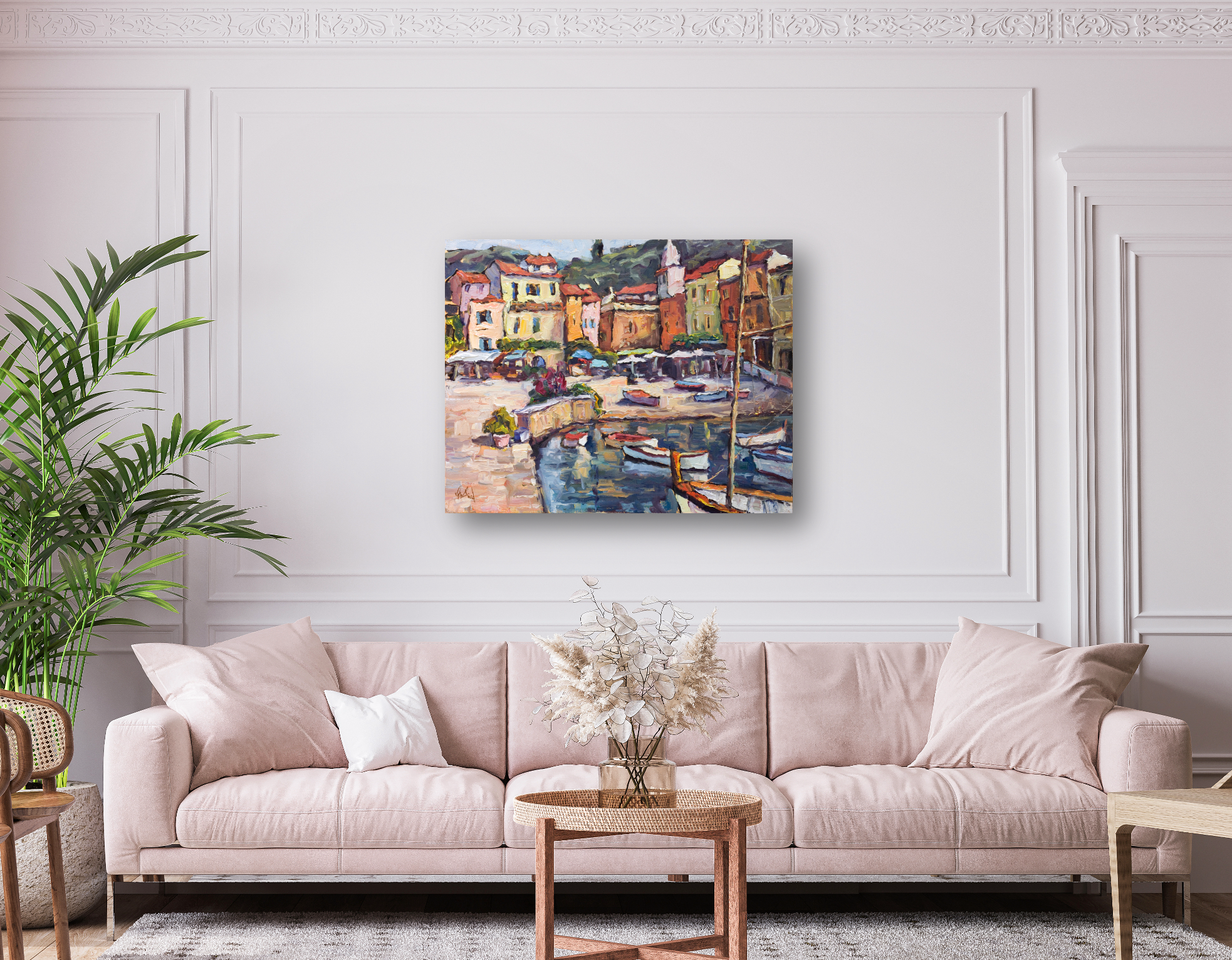 Shops by the Sea Artist Enhanced Canvas Print by John Beard Collection - product image 4 for Resin Society