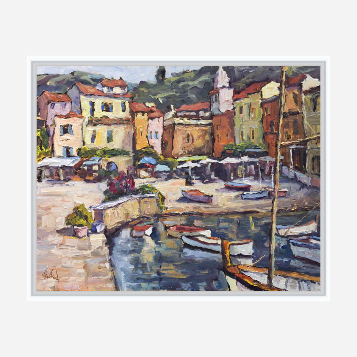 Shops by the Sea Artist Enhanced Canvas Print by John Beard Collection - product image 6 for Resin Society