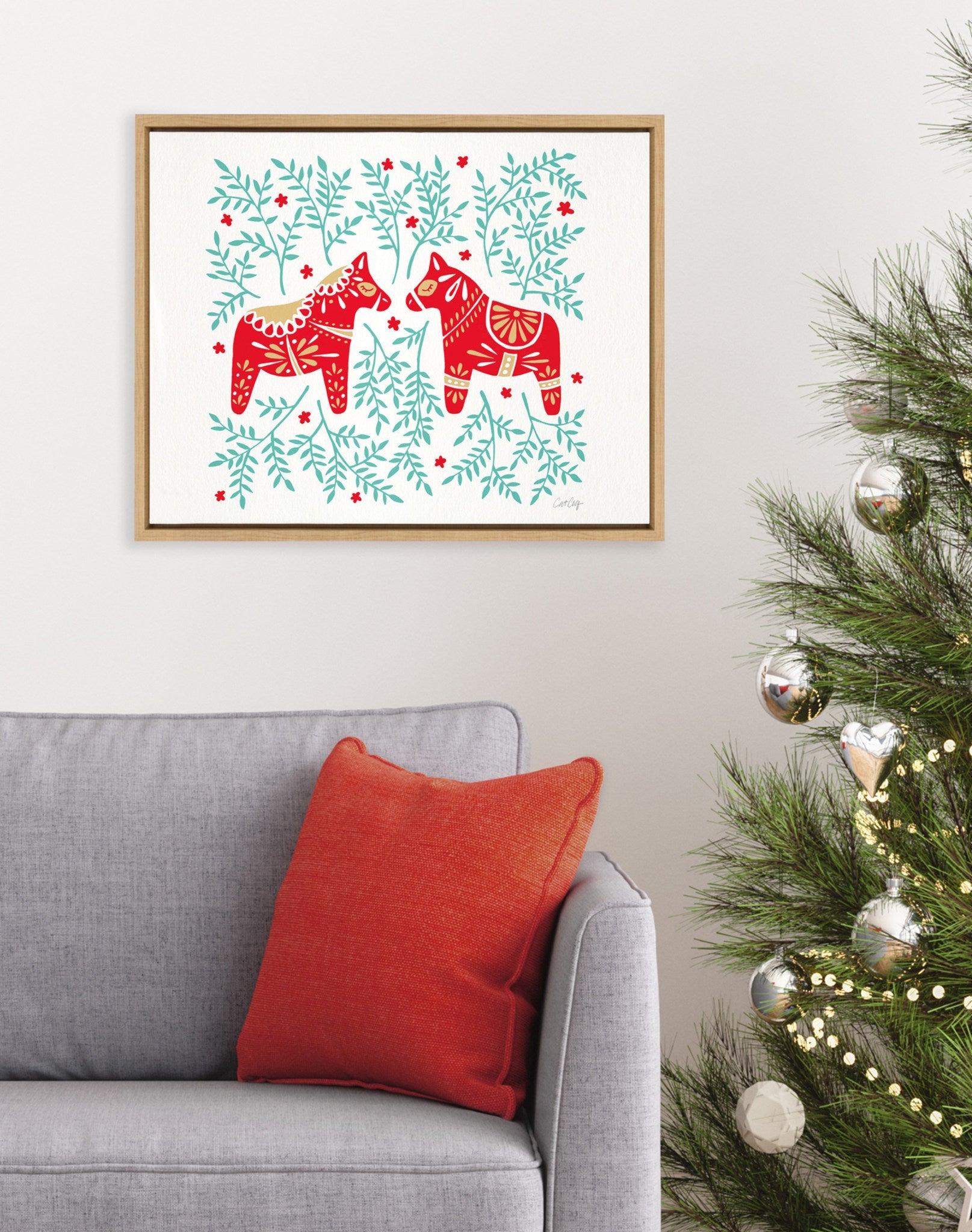 Sylvie Swedish Dala Horses Framed Canvas by kateandlaurel - product image 7 for Resin Society