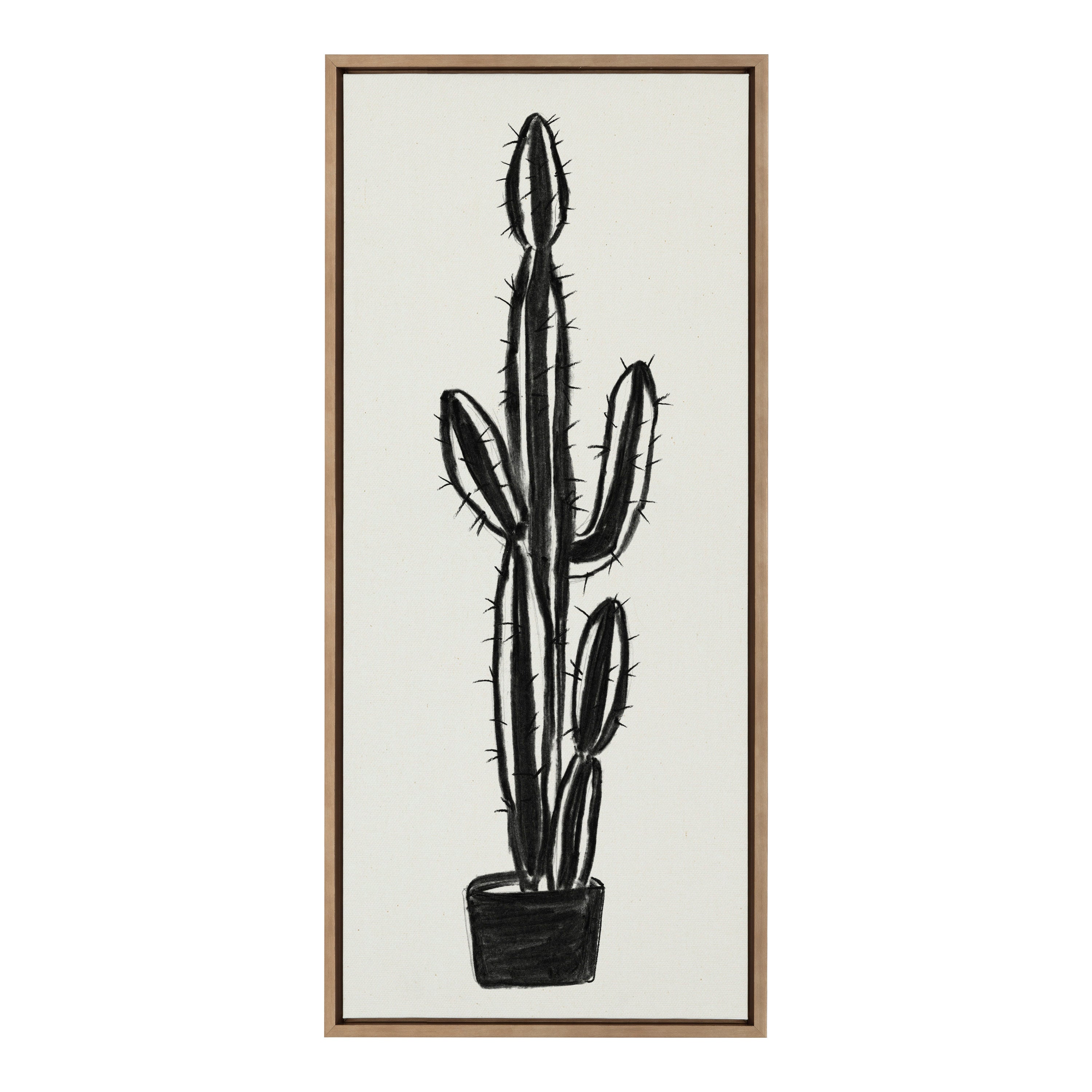 Sylvie 664 Cactus In Pot BW Framed Canvas by kateandlaurel - product image 2 for Resin Society