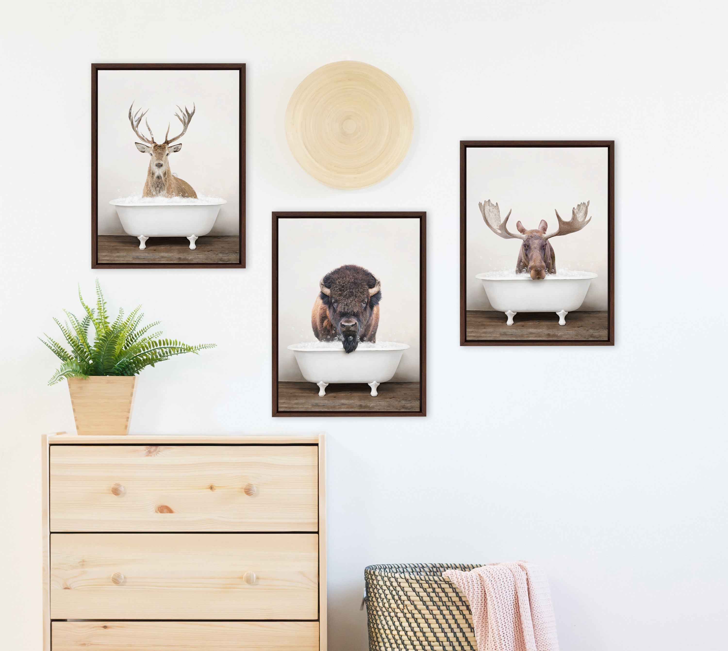 Sylvie Male Deer in Rustic Bath Framed Canvas by kateandlaurel - product image 5 for Resin Society