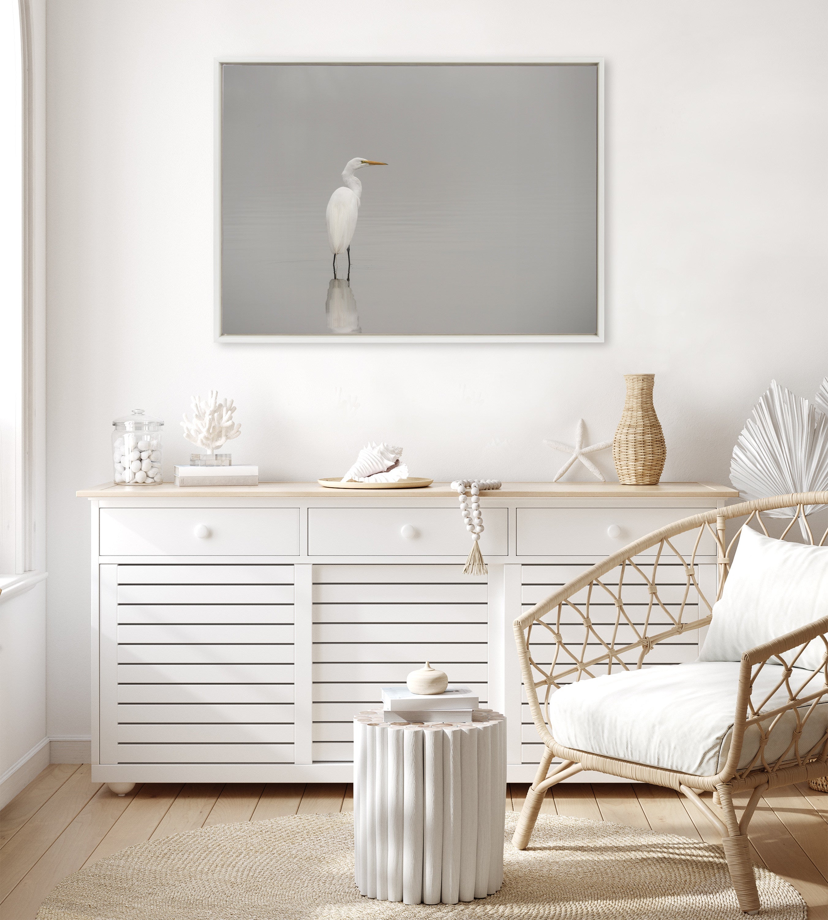 Sylvie Great White Egret Framed Canvas by kateandlaurel - product image 11 for Resin Society