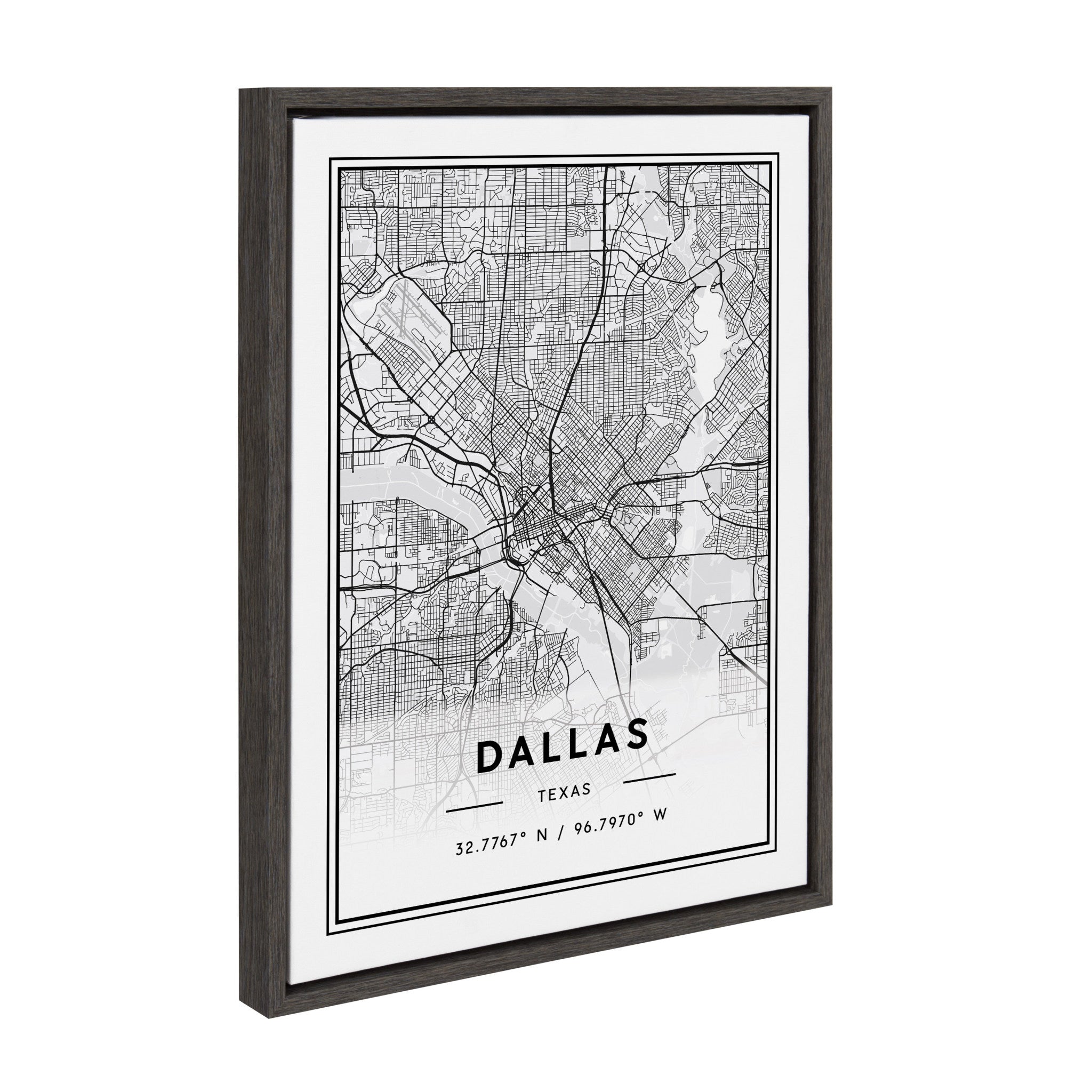 Sylvie Dallas Modern Map Framed Canvas by kateandlaurel - product image 2 for Resin Society
