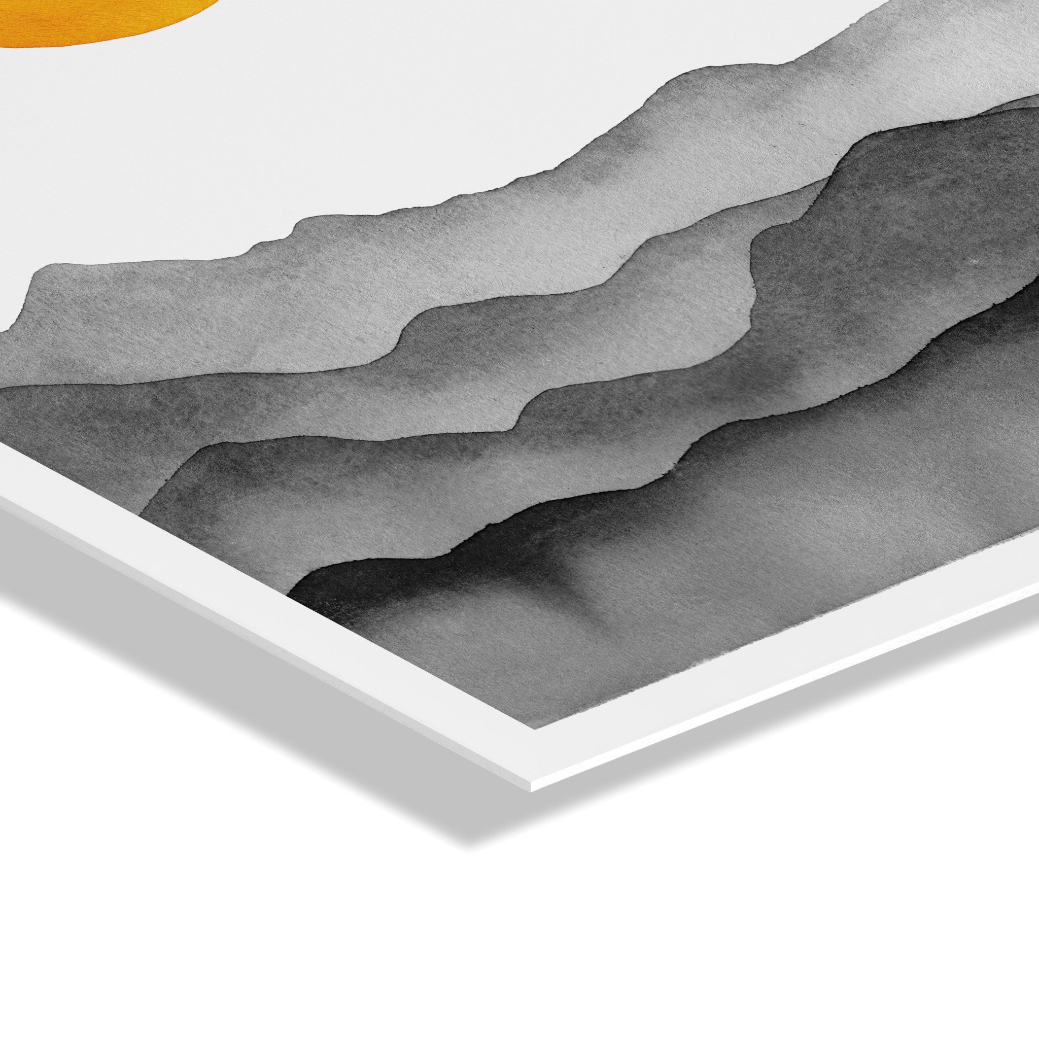 Black Yellow Mountain Range Silhouette Floating Acrylic Art by kateandlaurel - product image 3 for Resin Society