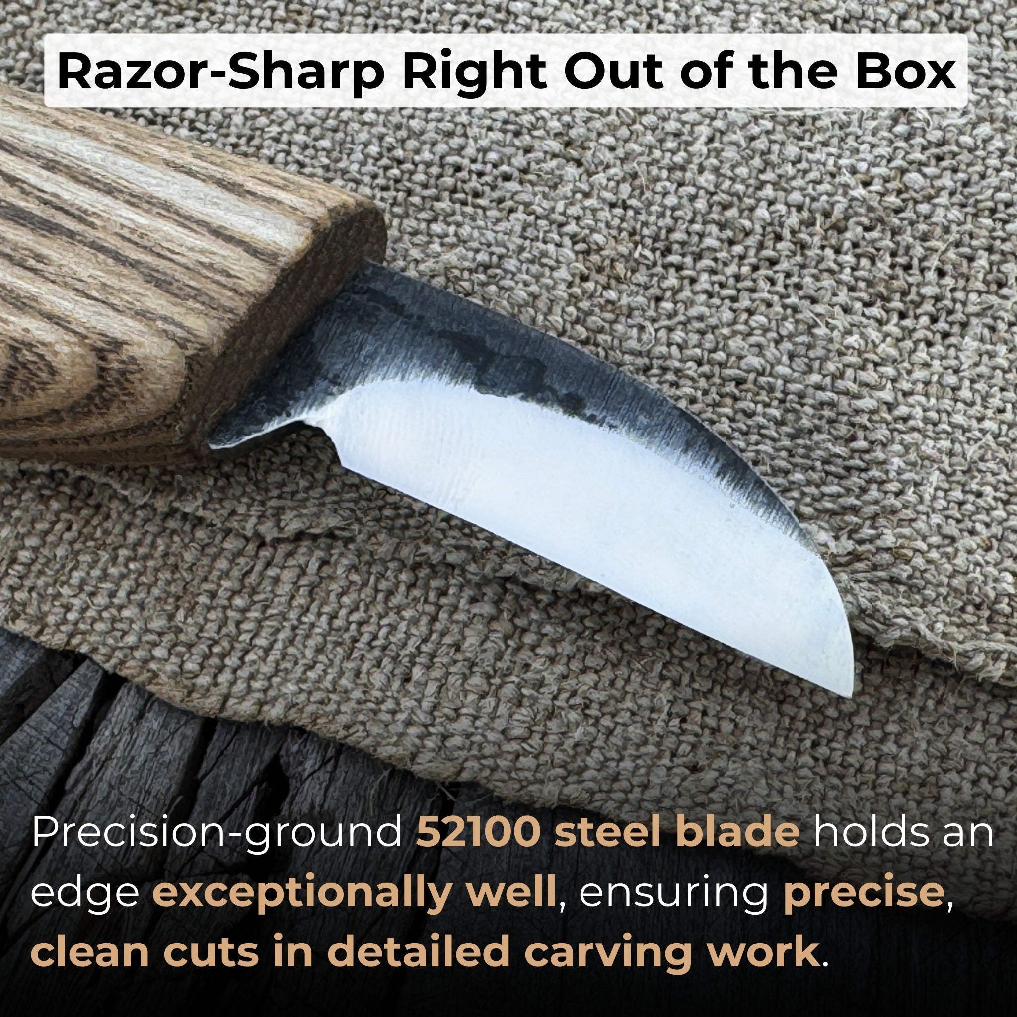 Small Chip Carving Knife with 3 cm blade and ash wood handle by Sharky Forged Steel Tools