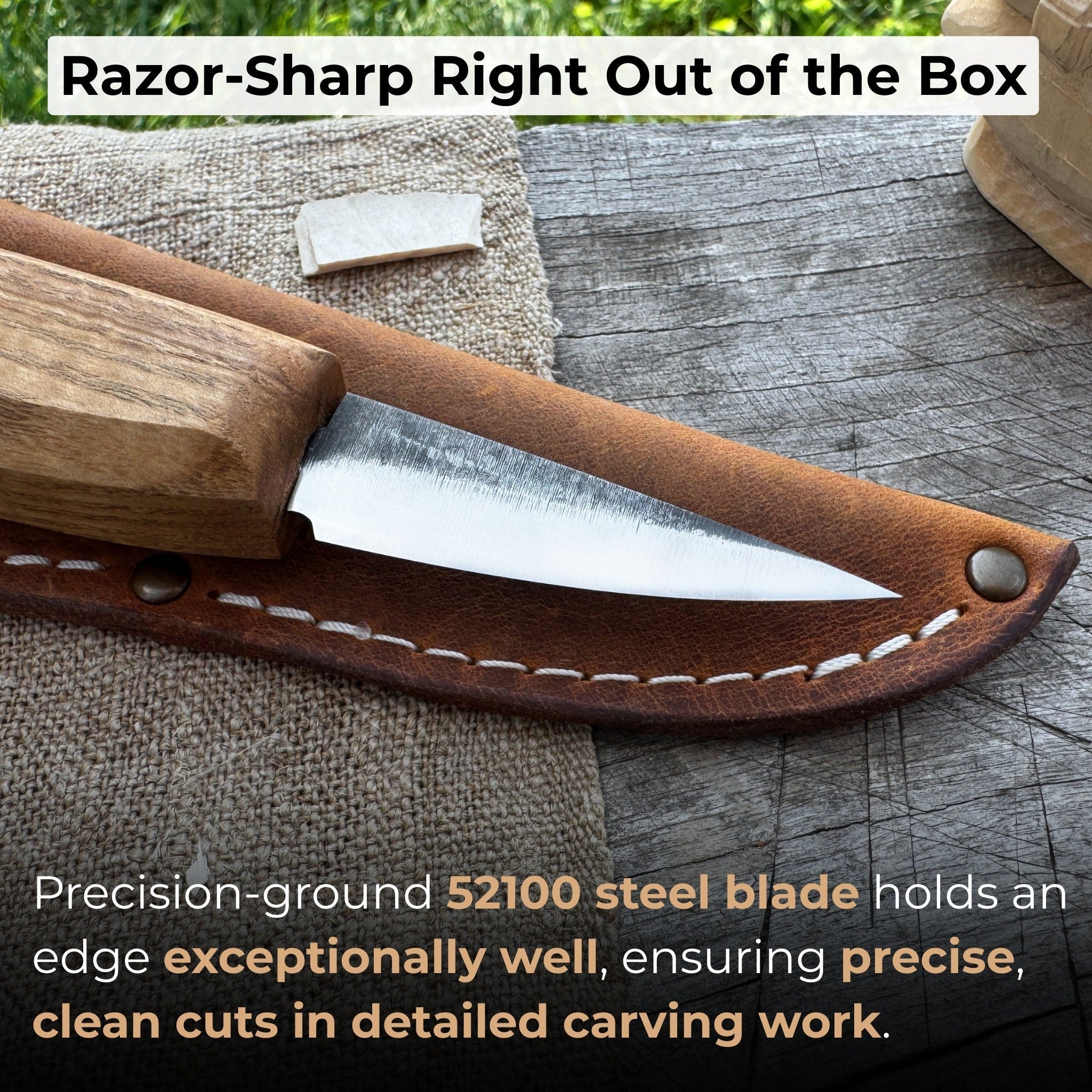 Small Sloyd Carving Knife with 5.5 cm blade and ash wood handle by Sharky Forged Steel Tools