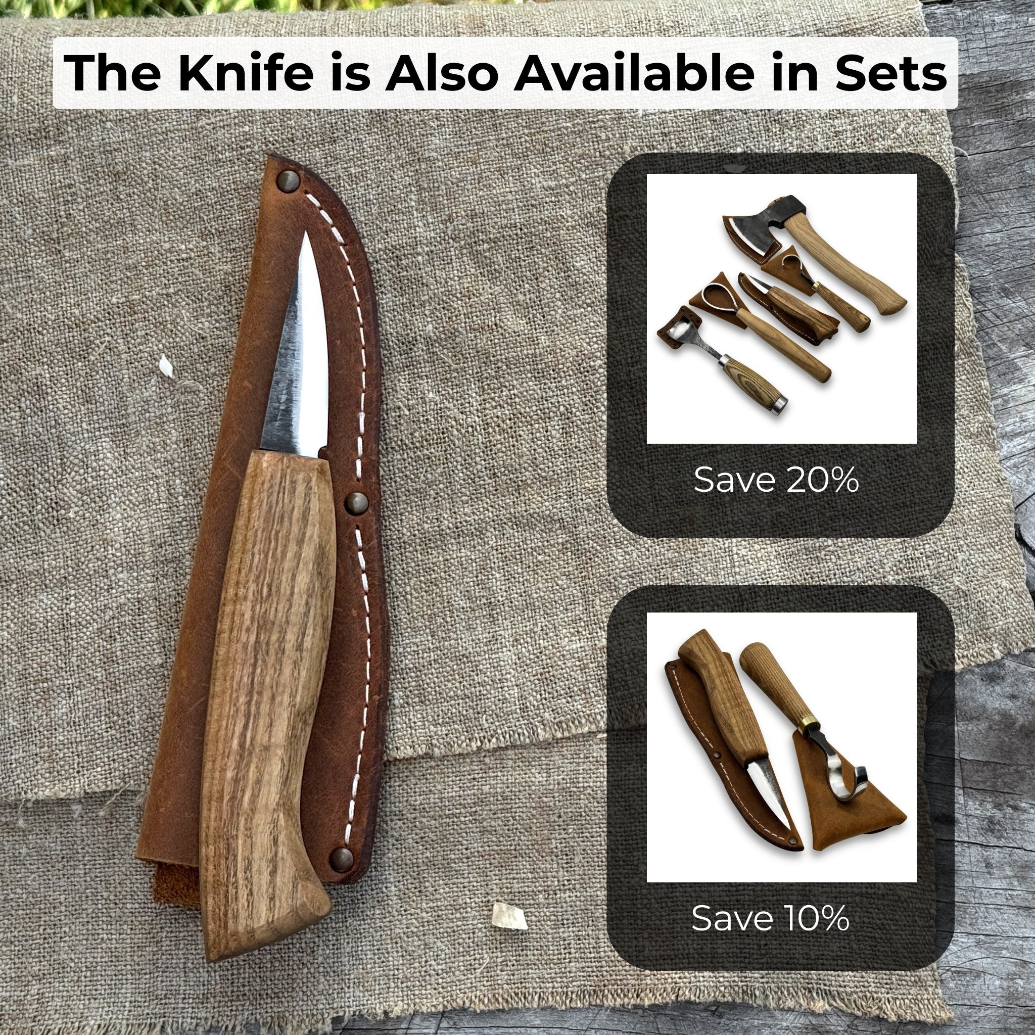 Small Sloyd Carving Knife with 5.5 cm blade and ash wood handle by Sharky Forged Steel Tools