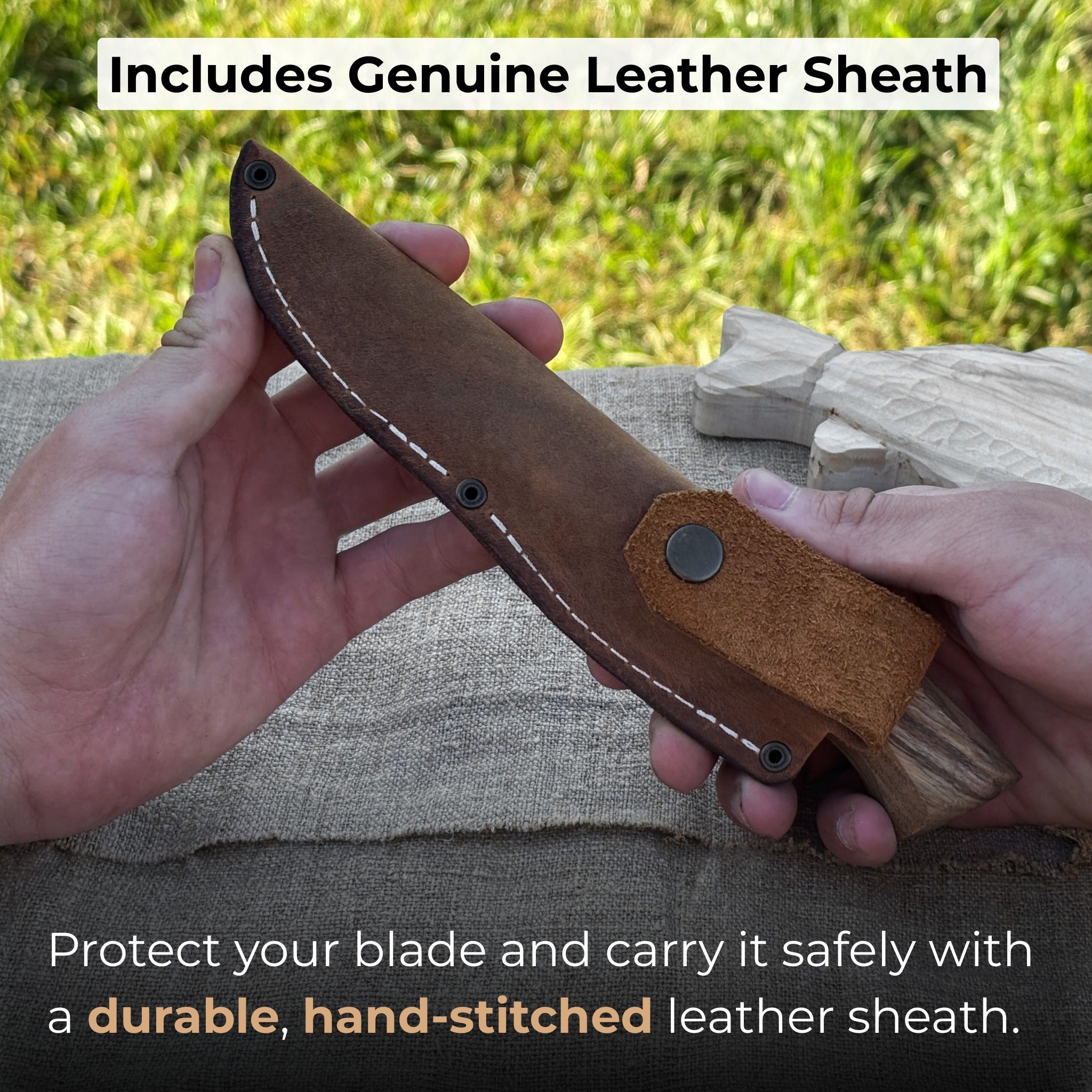Small Sloyd Carving Knife with 5.5 cm blade and ash wood handle by Sharky Forged Steel Tools