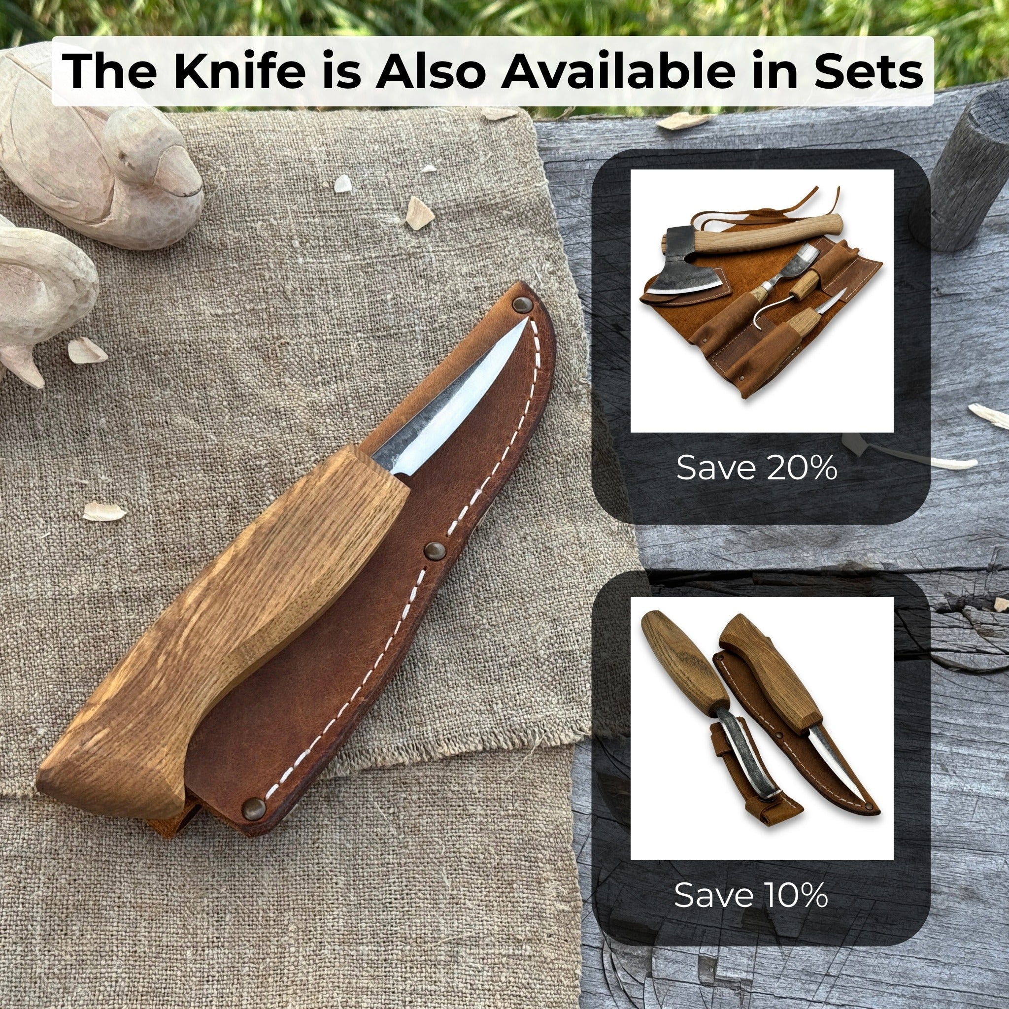 Small Sloyd Carving Knife with 6.5 cm blade and ash wood handle by Sharky Forged Steel Tools