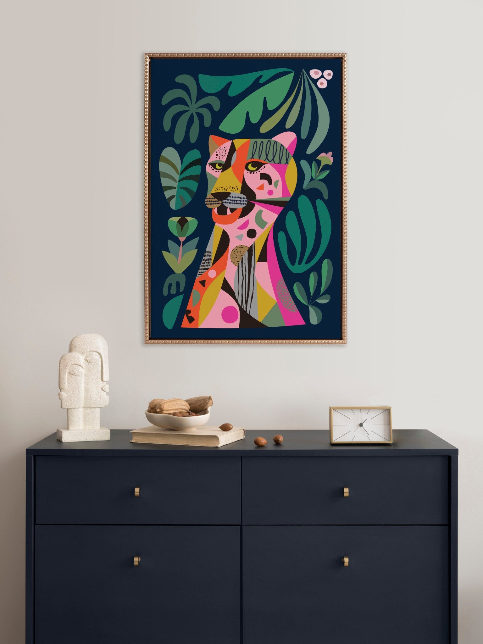 Sylvie Beaded Leopard Framed Canvas by Rachel Lee