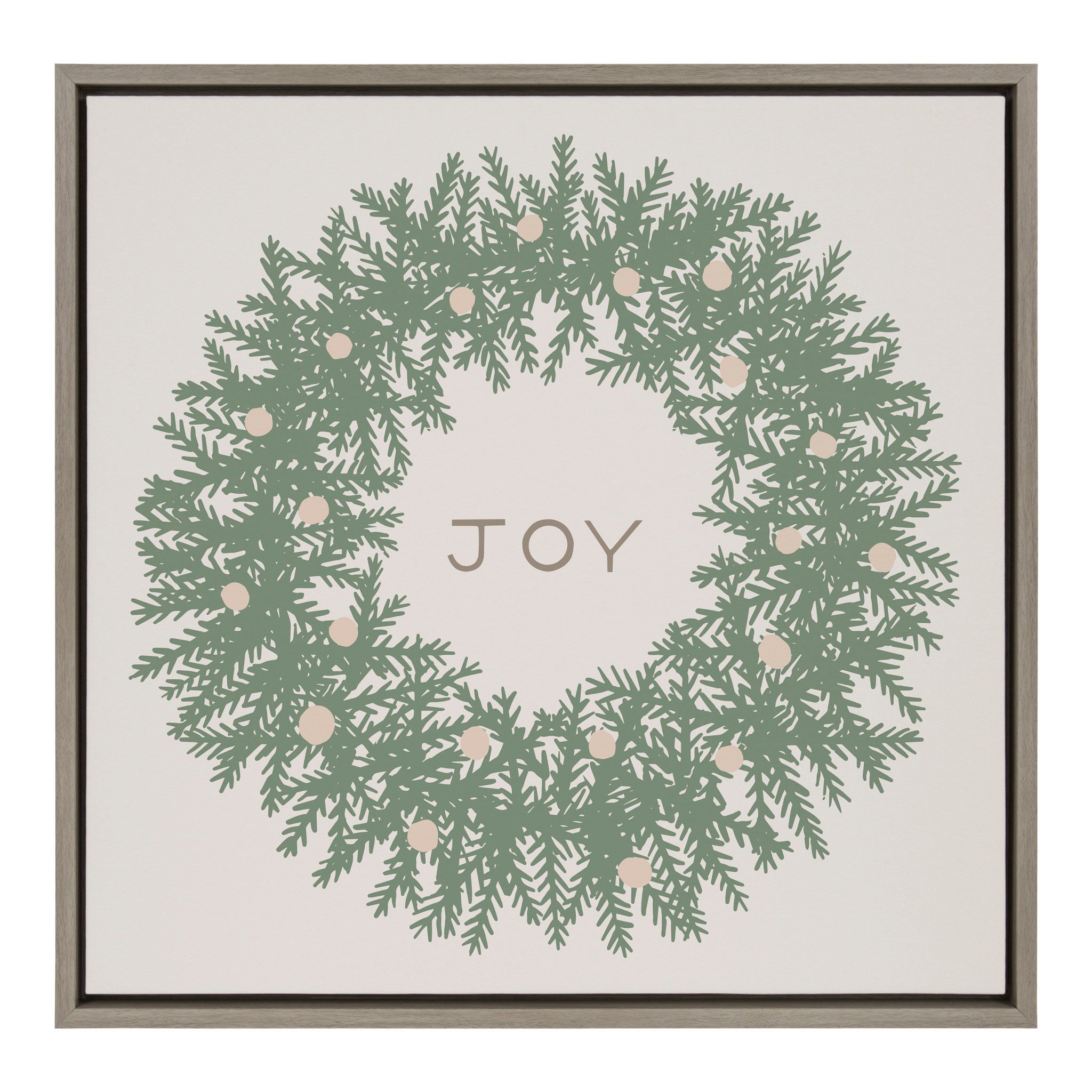 Sylvie Joy Wreath Green Framed Canvas by Hannah Beisang