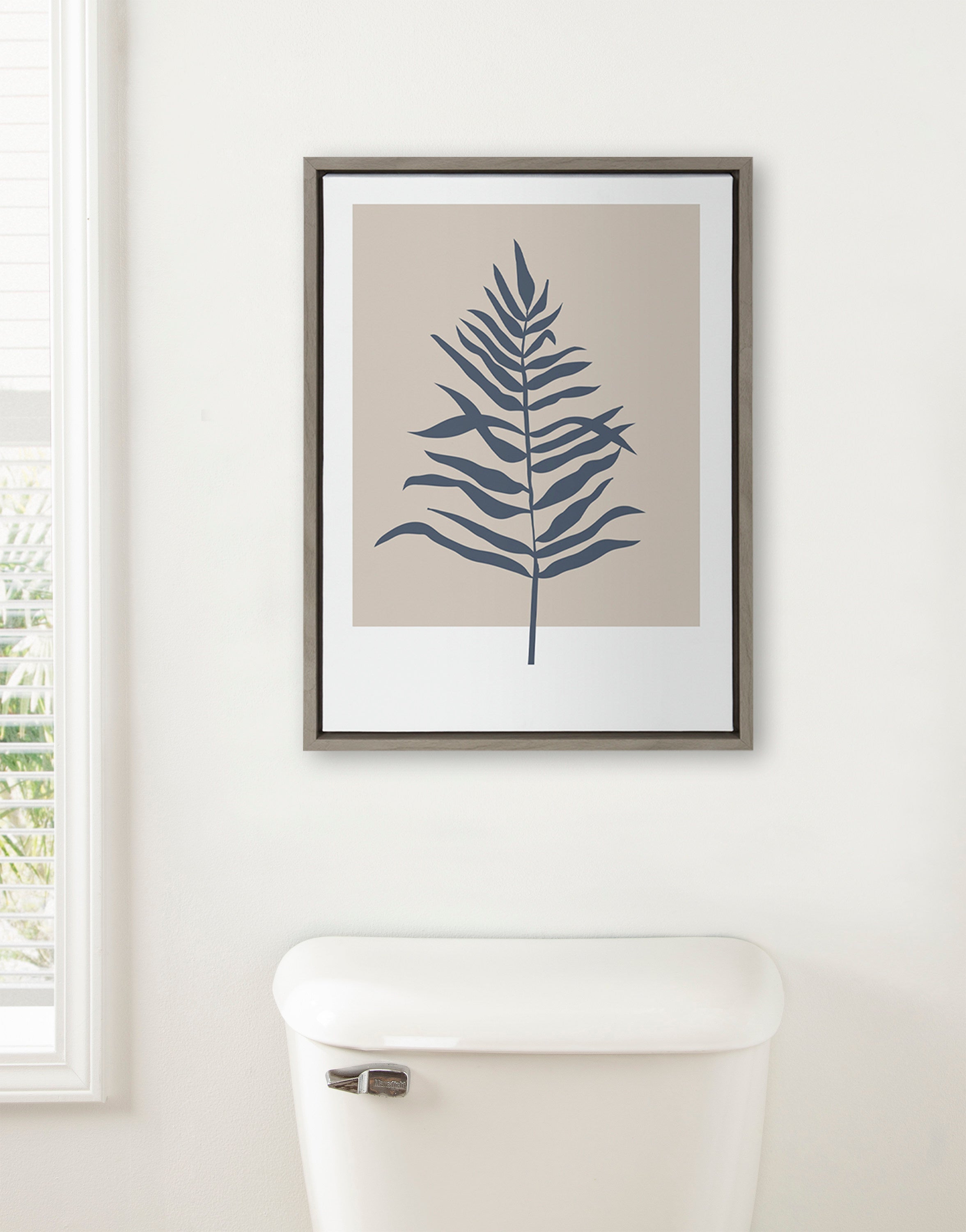Sylvie Muted Tan and Blue Colorblock Botanical Fern Framed Canvas by kateandlaurel - product image 16 for Resin Society