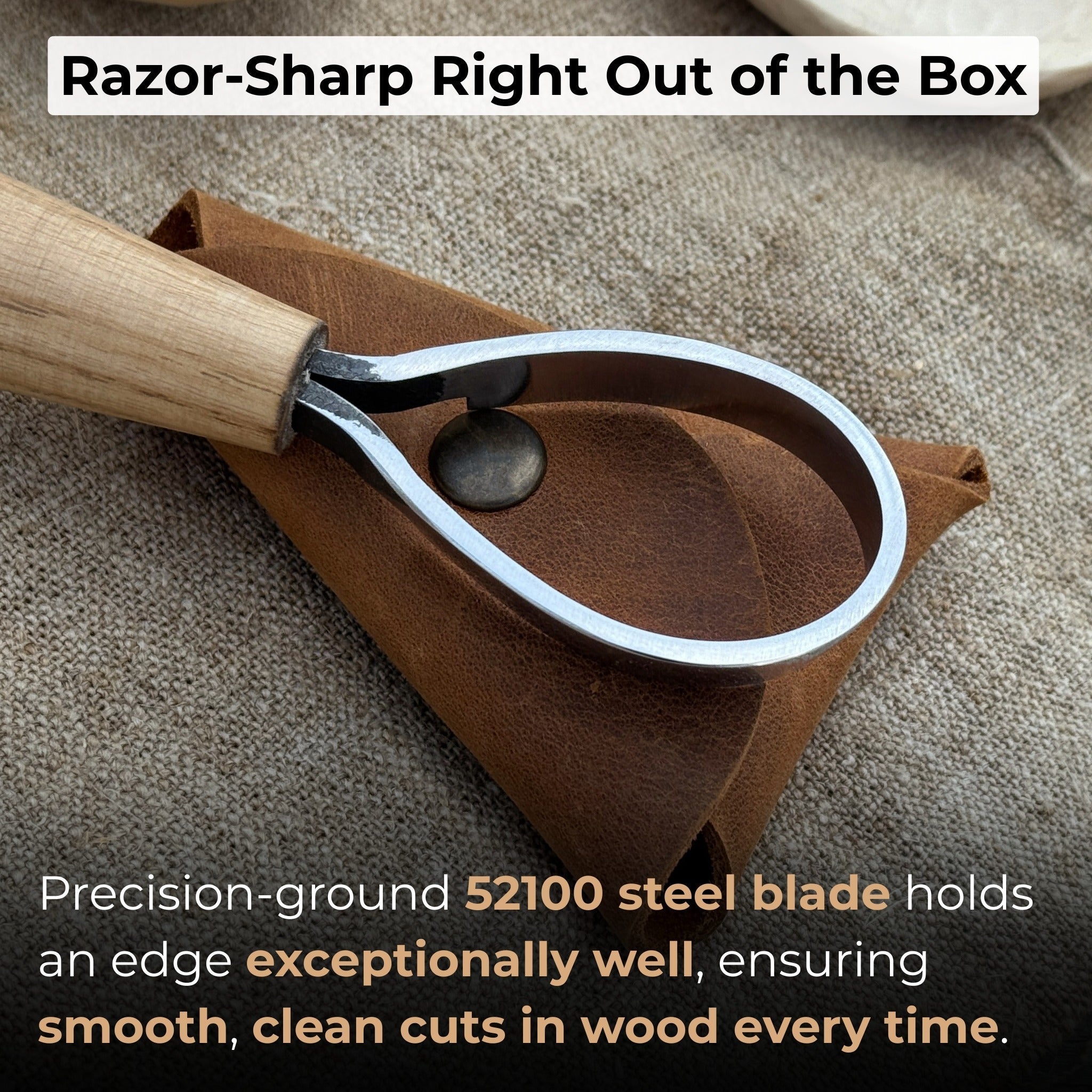 Spoon Carving Scorp Knife with curved blade and ash wood handle by Sharky Forged Steel Tools
