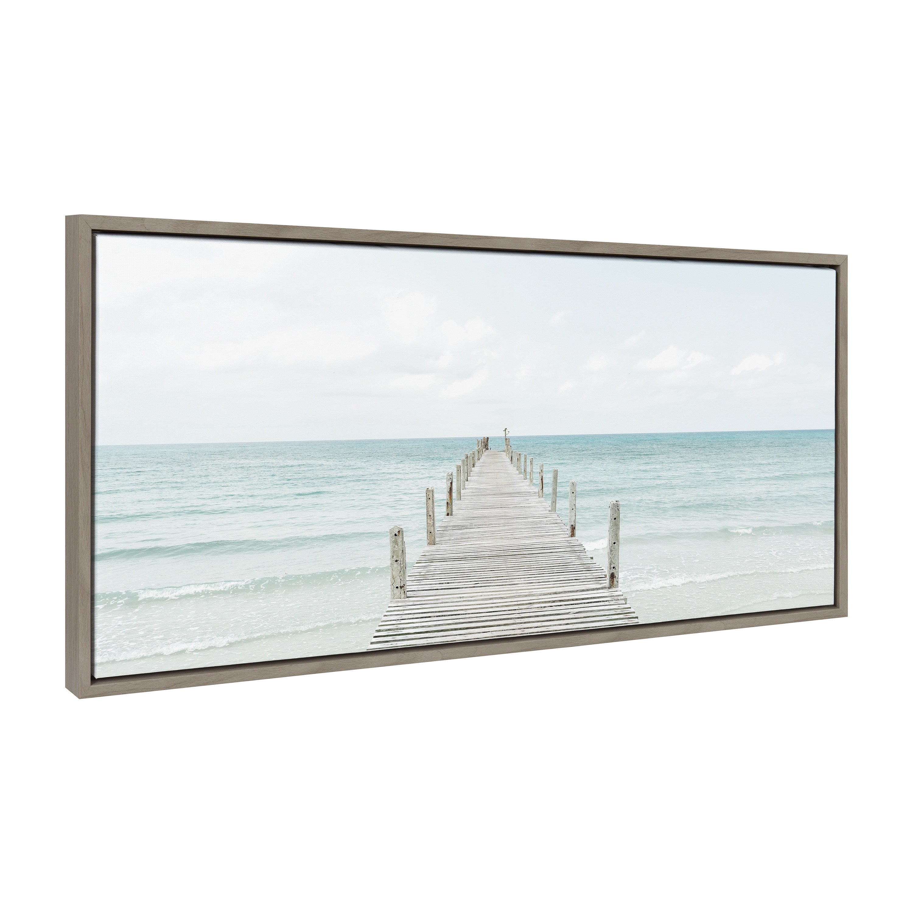 Sylvie Wooden Pier on Beach Framed Canvas by Amy Peterson Art Studio by kateandlaurel - product image 10 for Resin Society